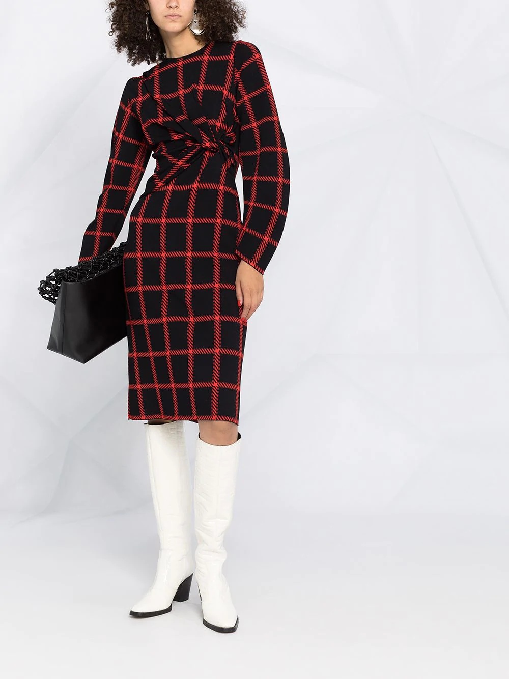 checked ruched dress - 2