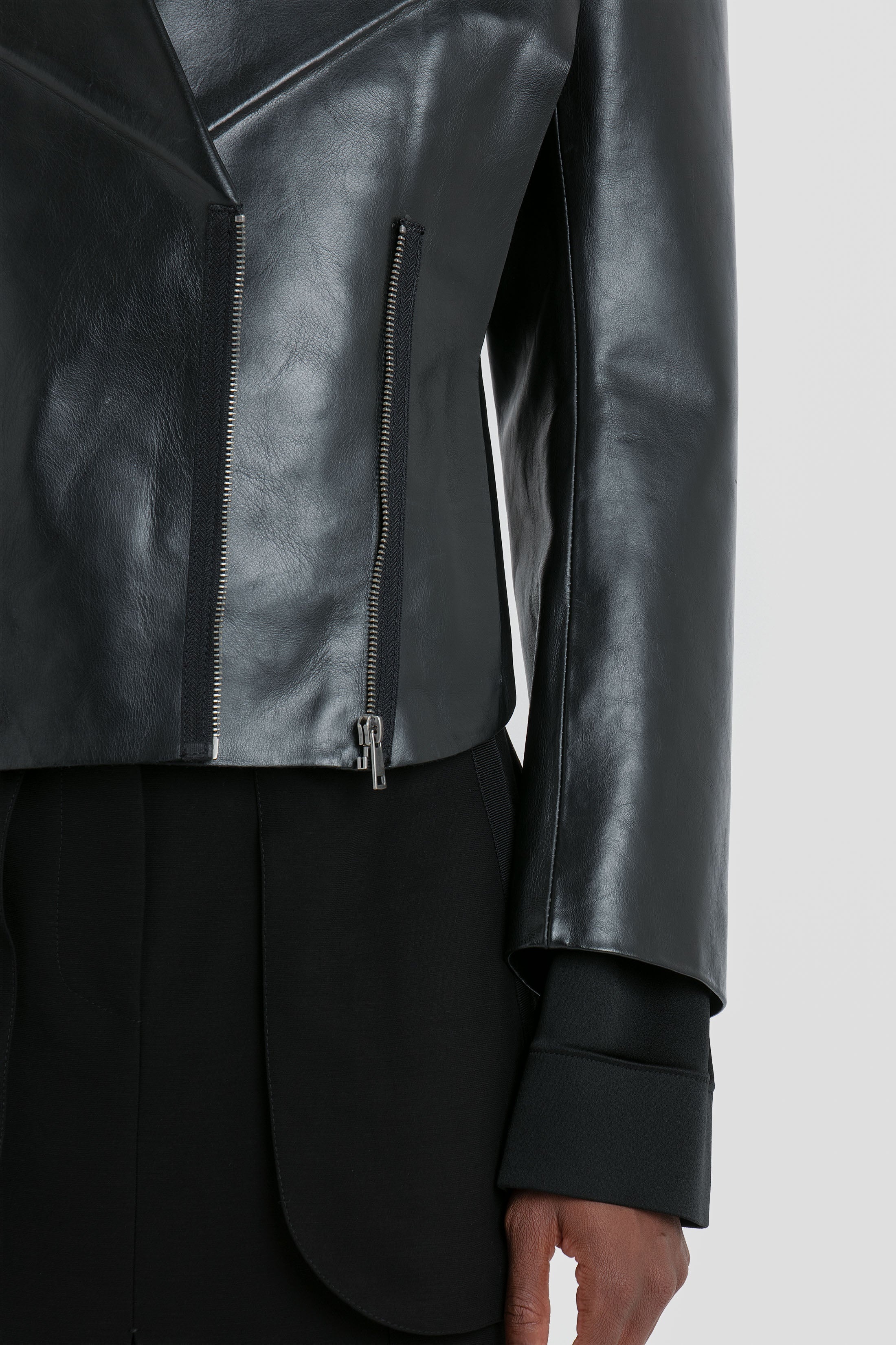 Tailored Biker Jacket In Black - 7