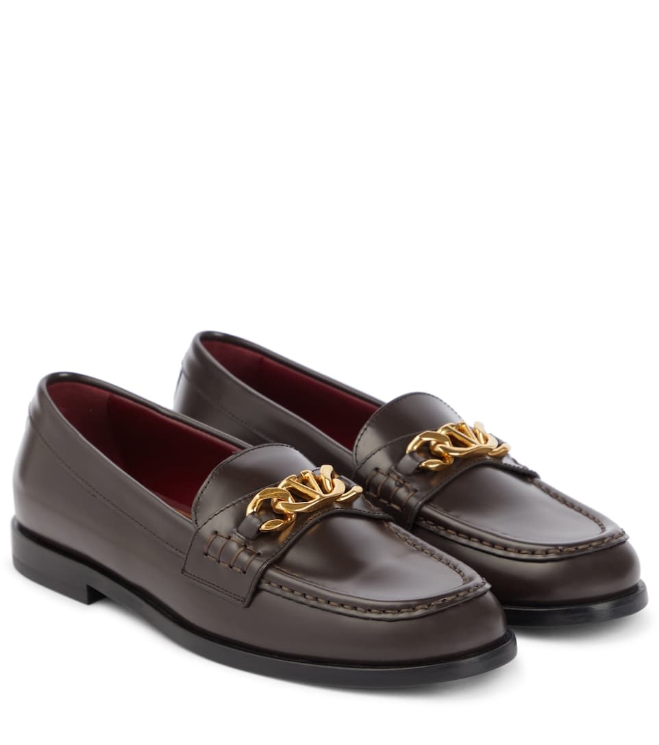 VLogo Chain leather loafers - 1