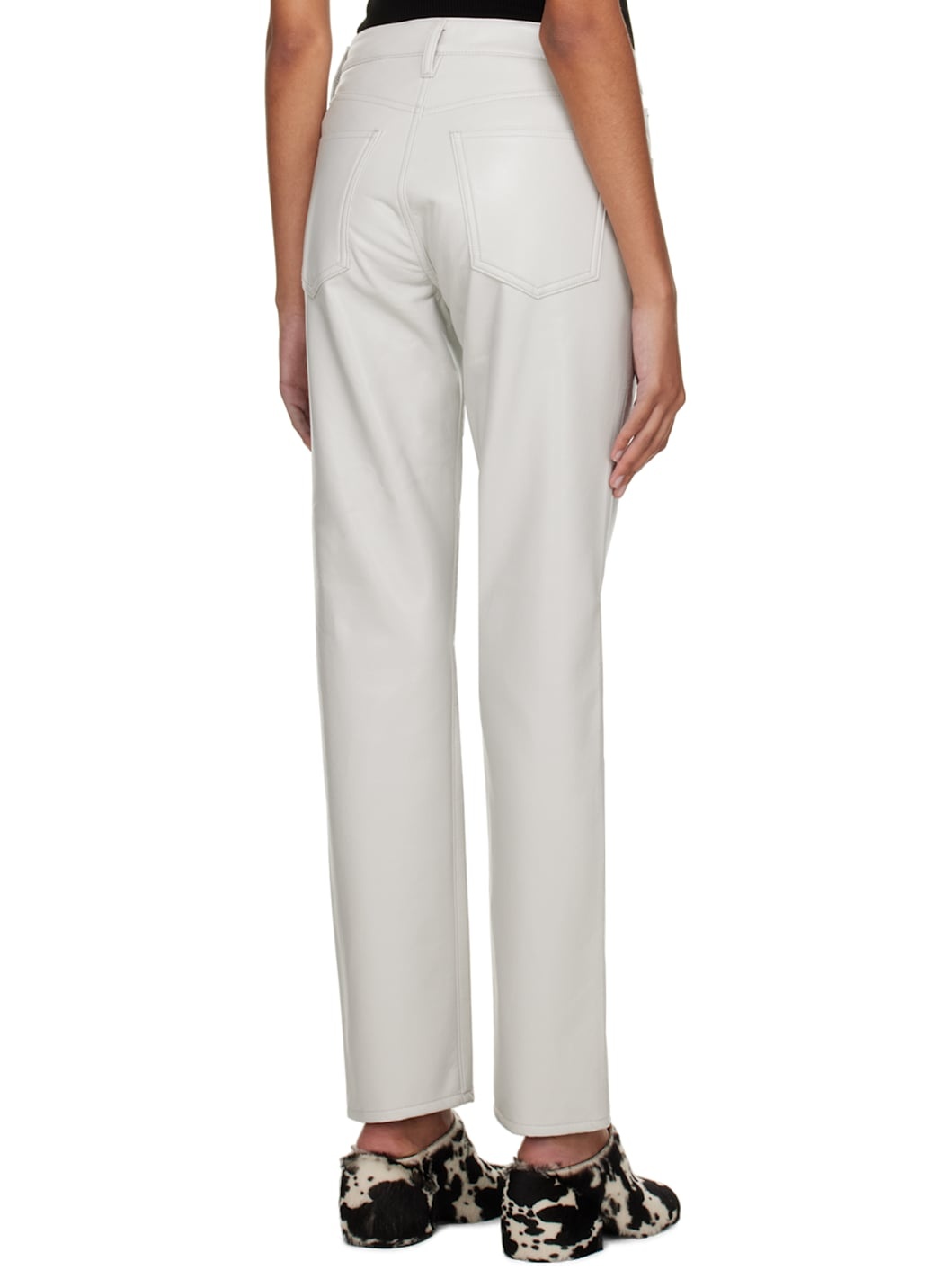 Gray Lyle Leather Pants - 3