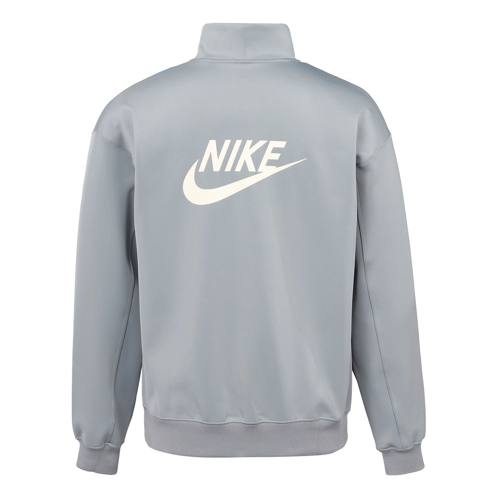 Men's Nike Back Alphabet Logo Printing Half Zipper Stand Collar Long Sleeves Jacket Milky Gray DQ423 - 2