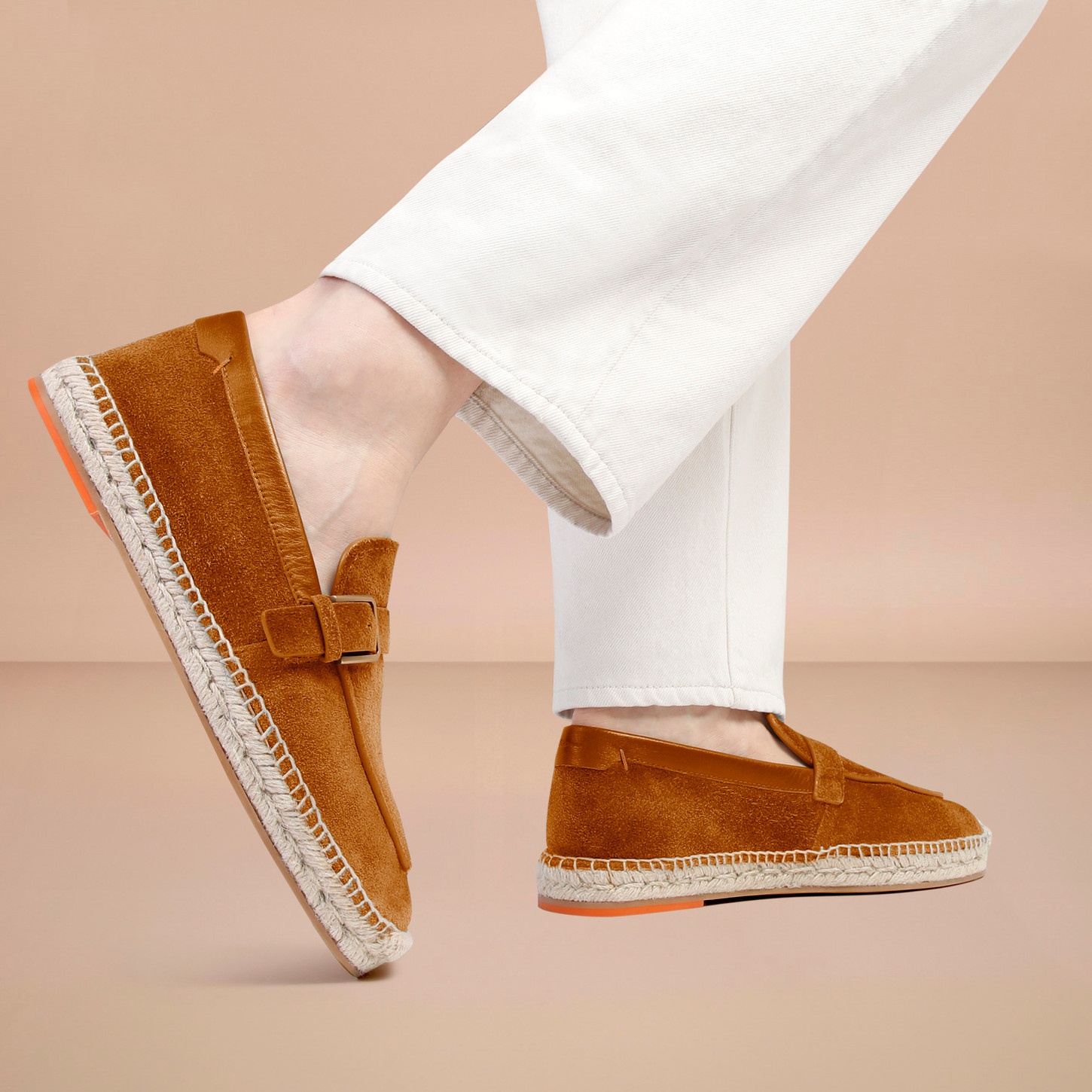 Men's brown suede single-buckle espadrillas - 2