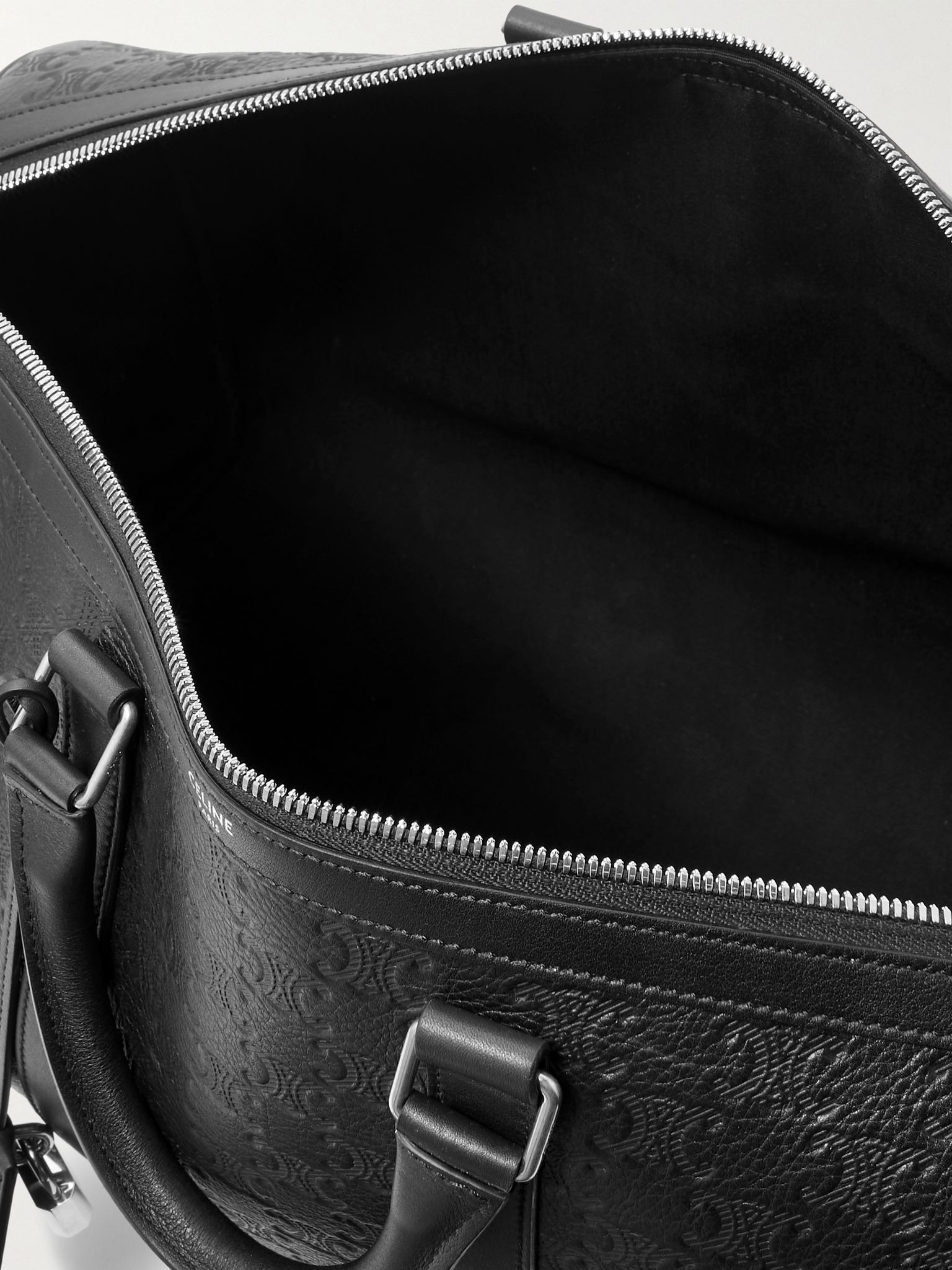 Medium Voyage Logo-Debossed Leather Holdall Black - 5