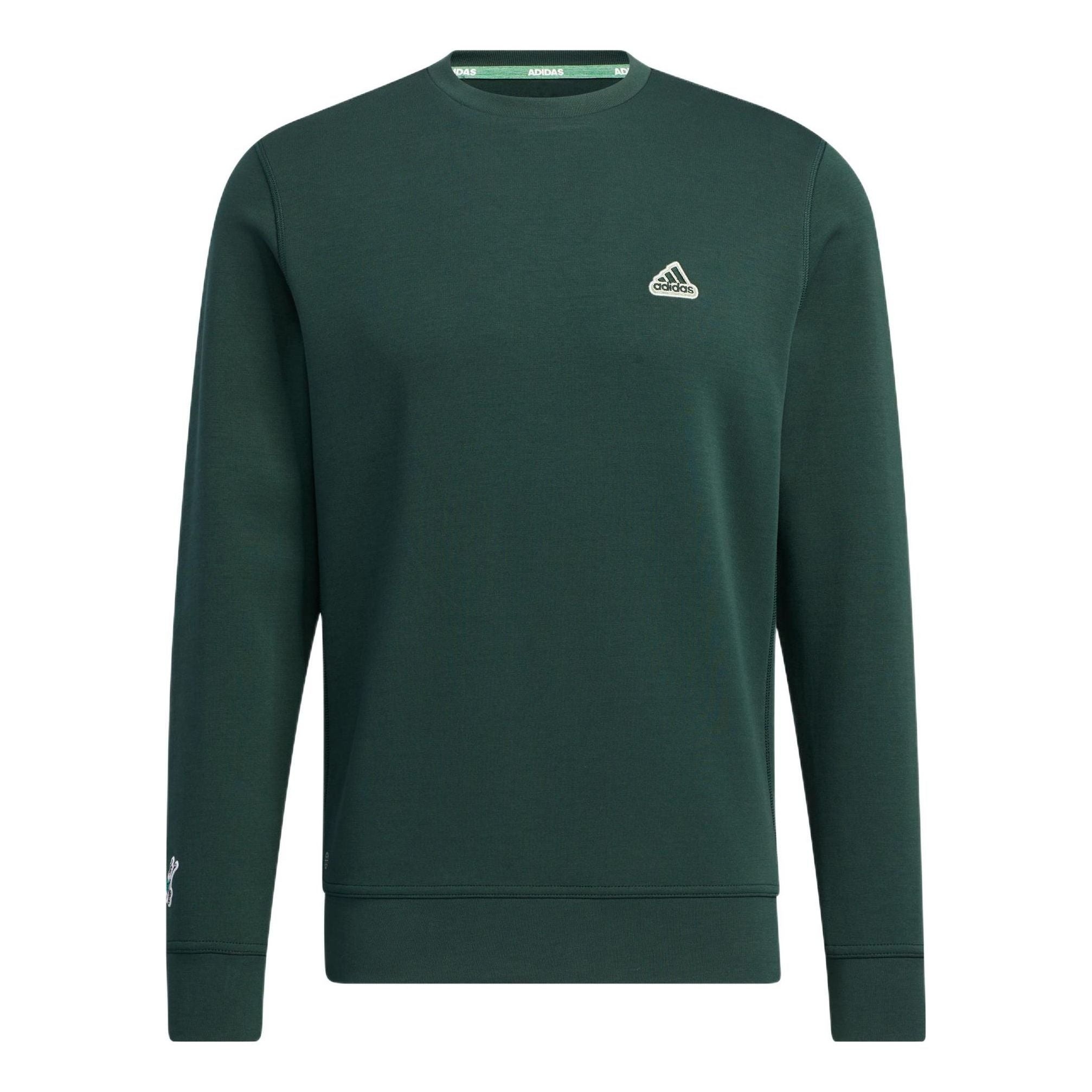 Men's adidas Logo Printing Round Neck Long Sleeves Pullover Green HG5784 - 1