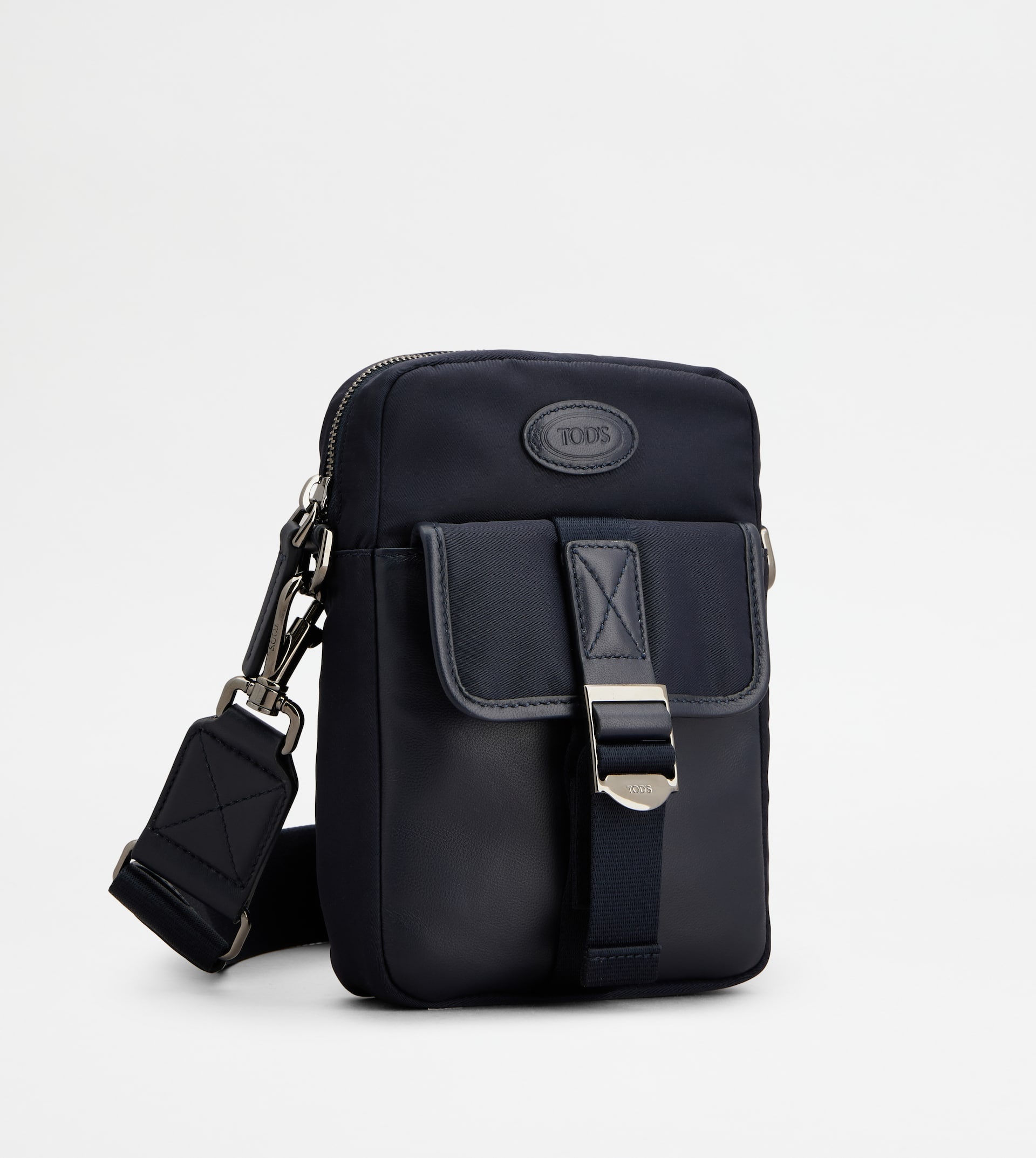 PHONE HOLDER IN FABRIC AND LEATHER MINI - BLUE - 2