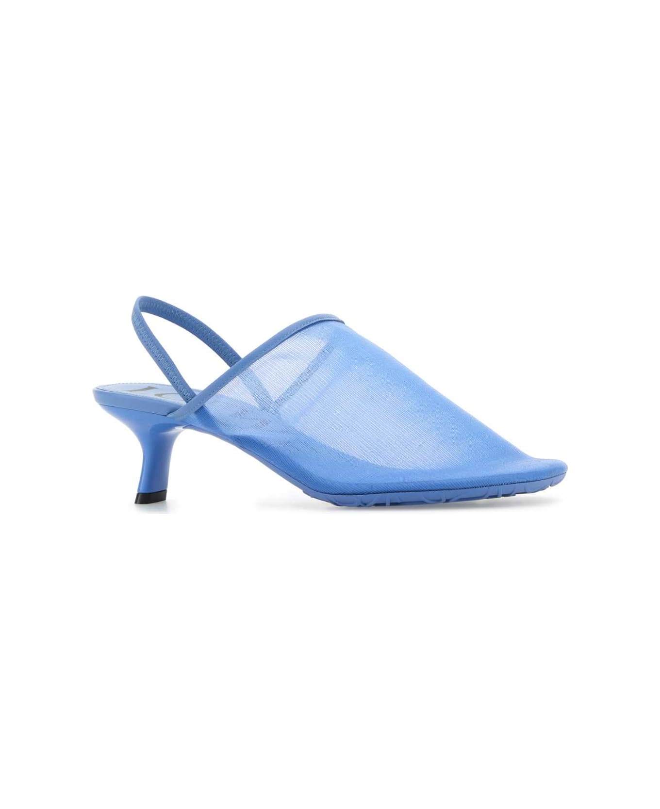 Cerulean Blue Mesh Petal Pumps - 2