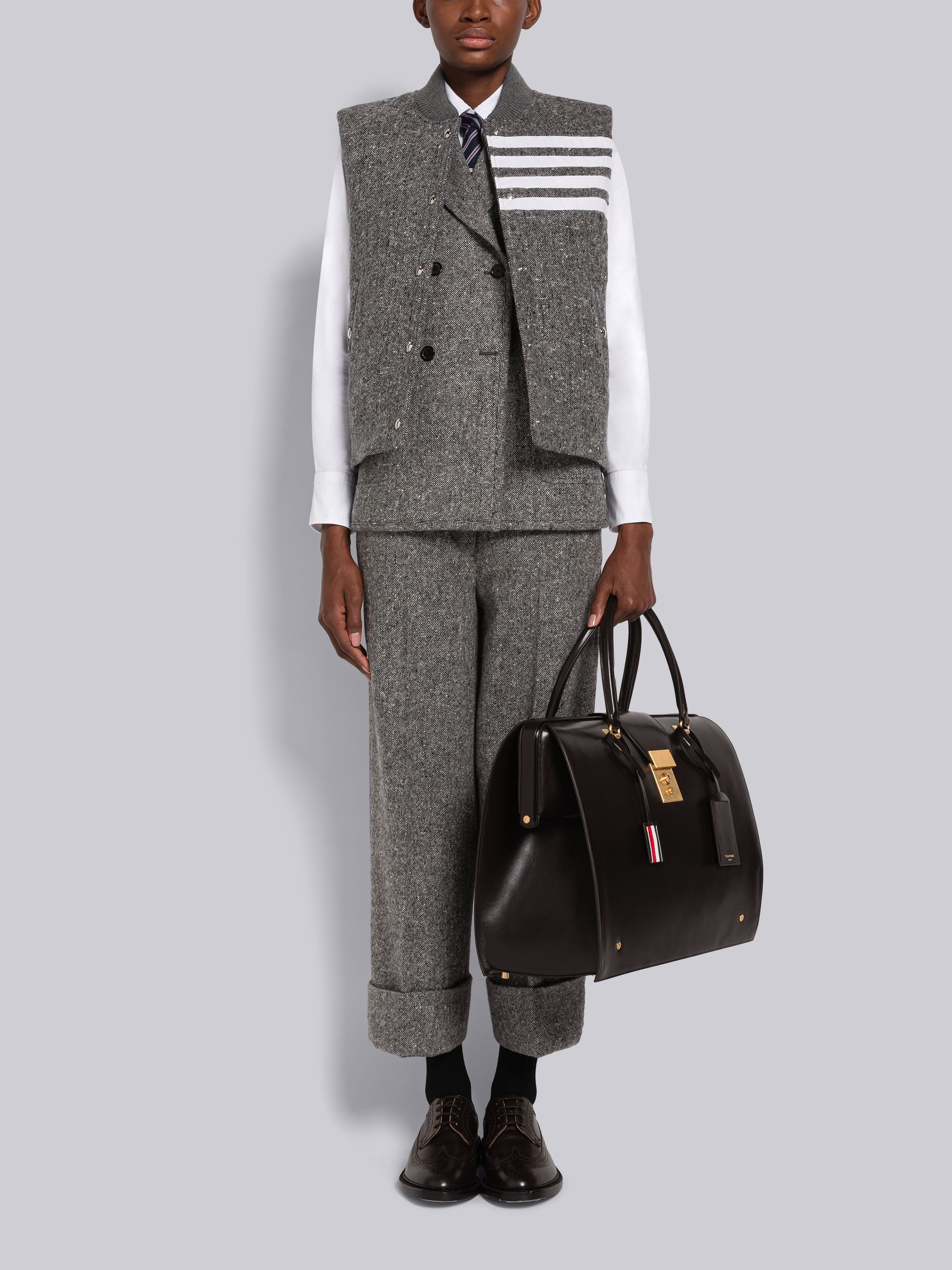 Donegal Wool Sleeveless Double Breasted Sack Sport Coat - 4