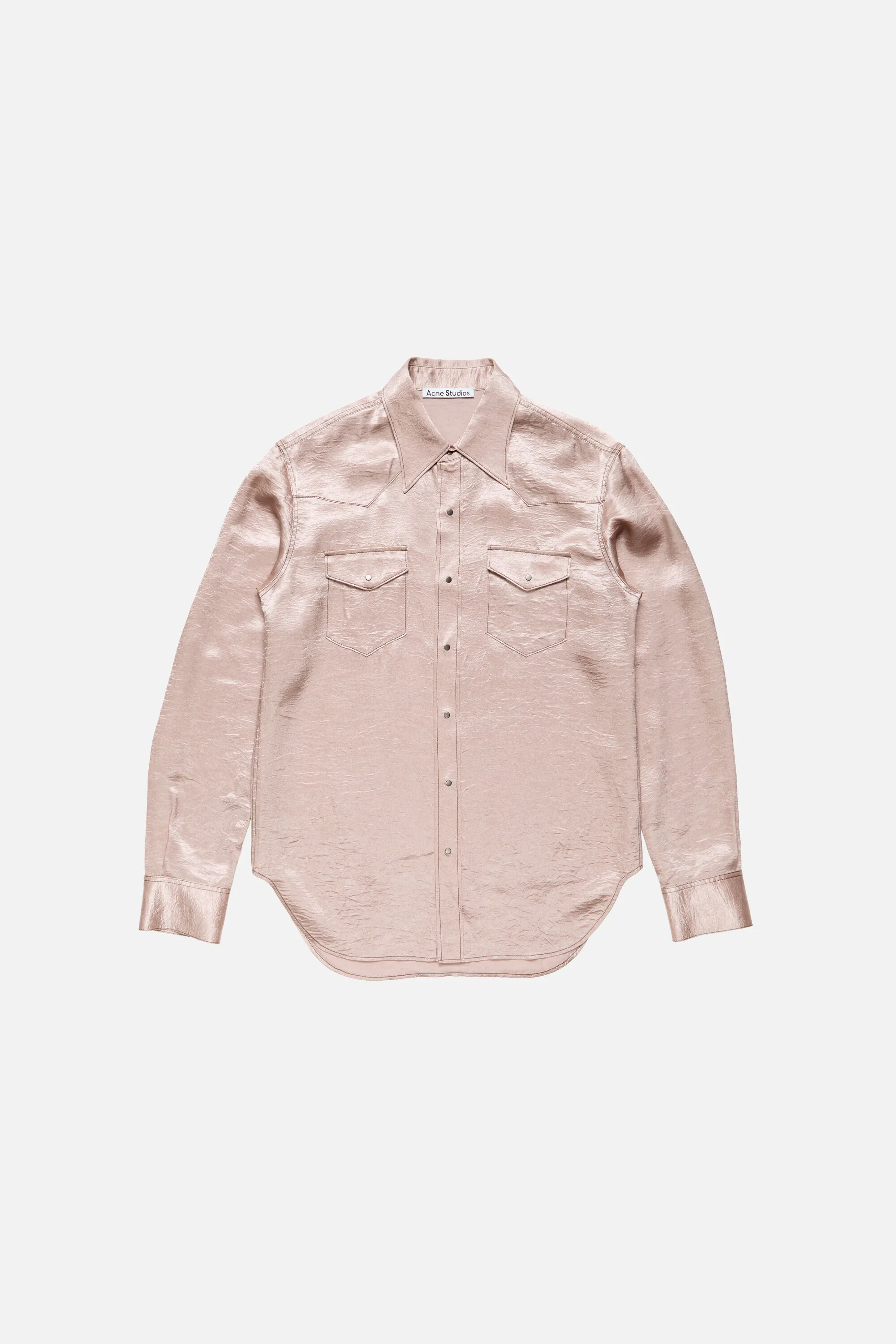 Textured satin button-up shirt - Dusty pink - 1
