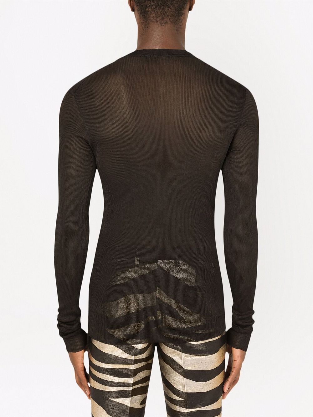 semi-sheer ribbed long-sleeve top - 4