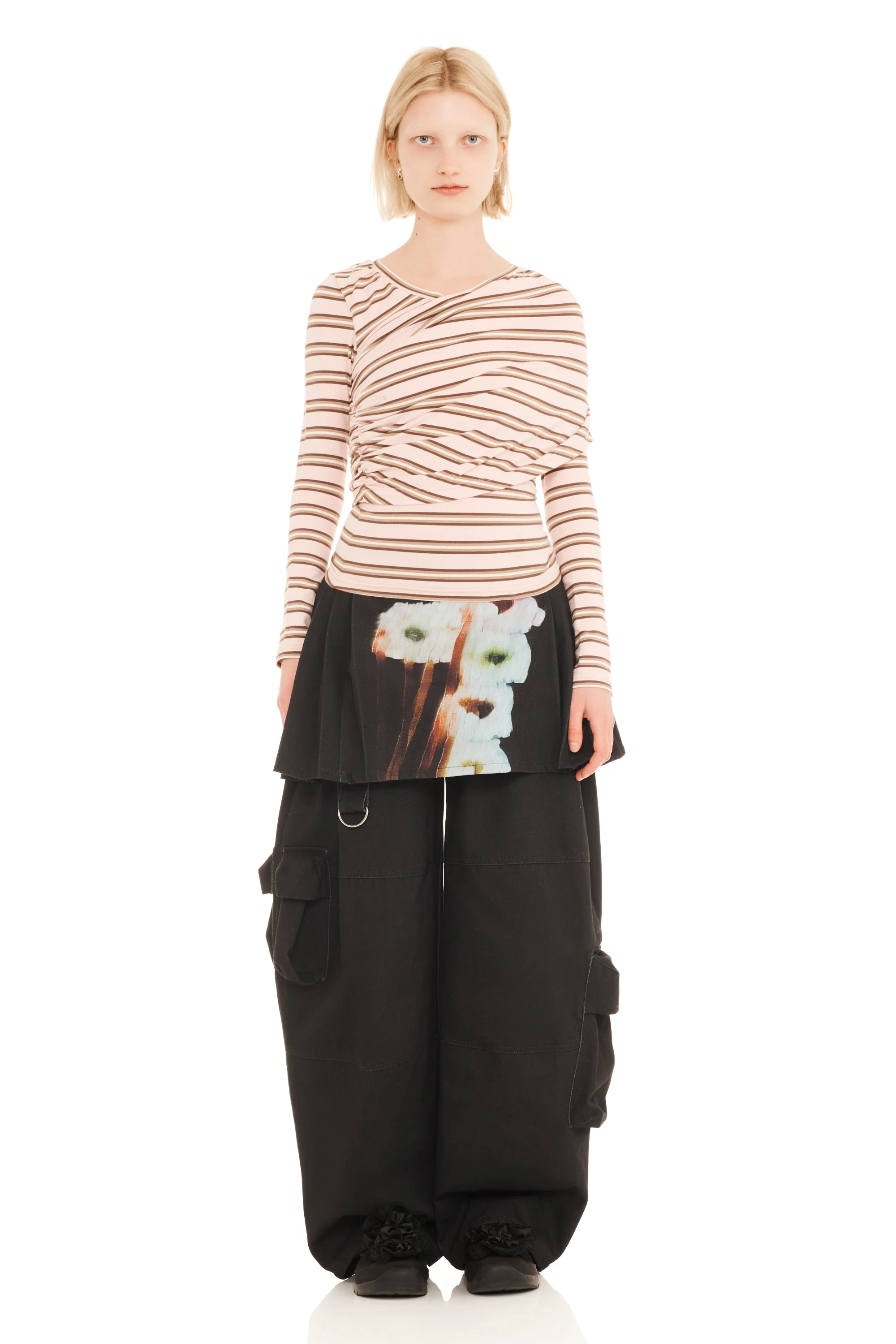 PINK BROWN STRIPE WRAPPED CARDIO CREW - 1