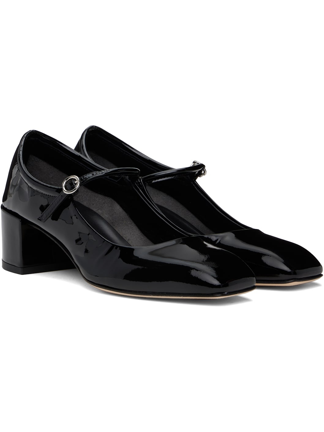 Black Aline Leather Mary-Jane Heels - 4