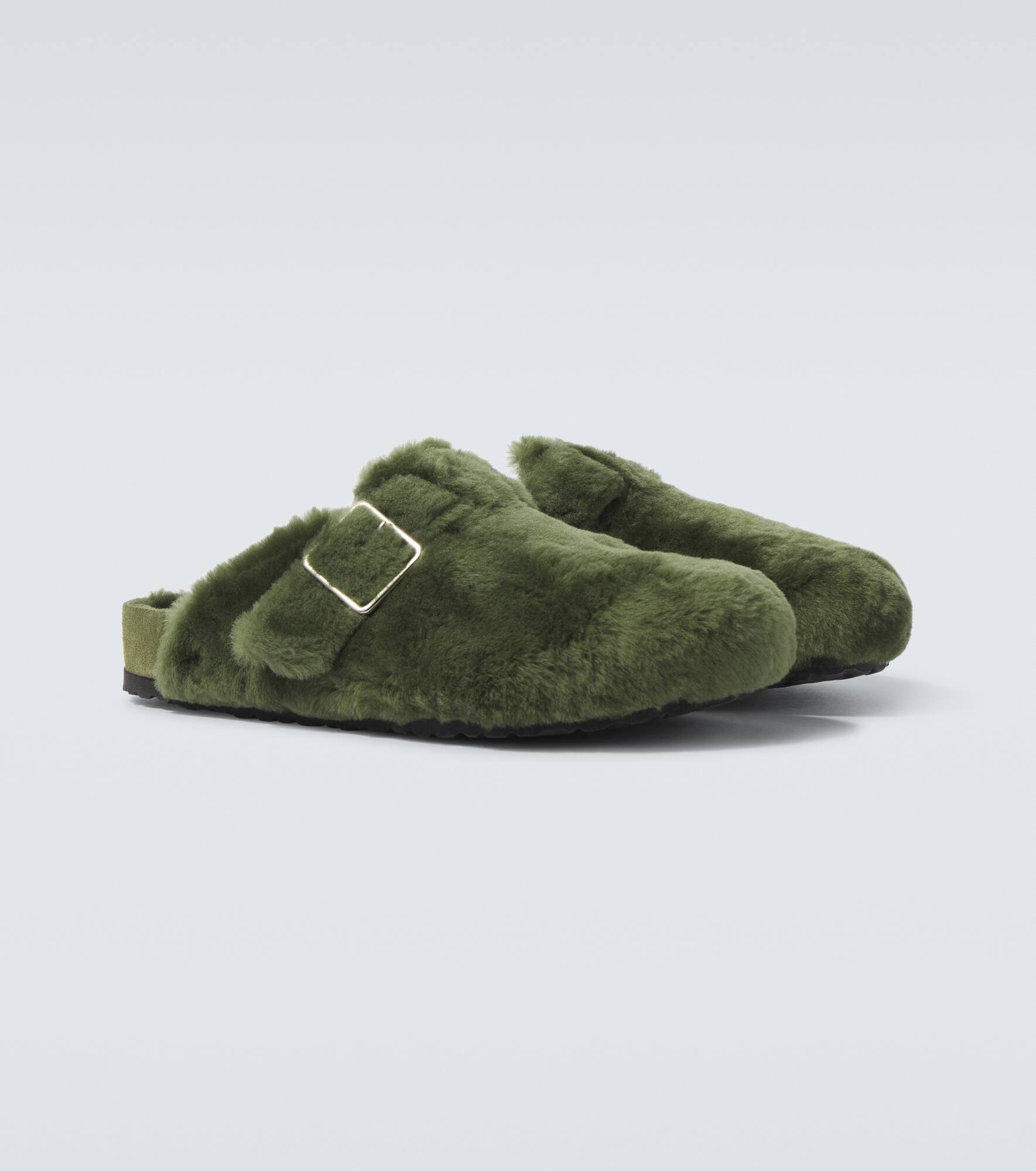 Boston 1774 shearling-lined suede mules - 5