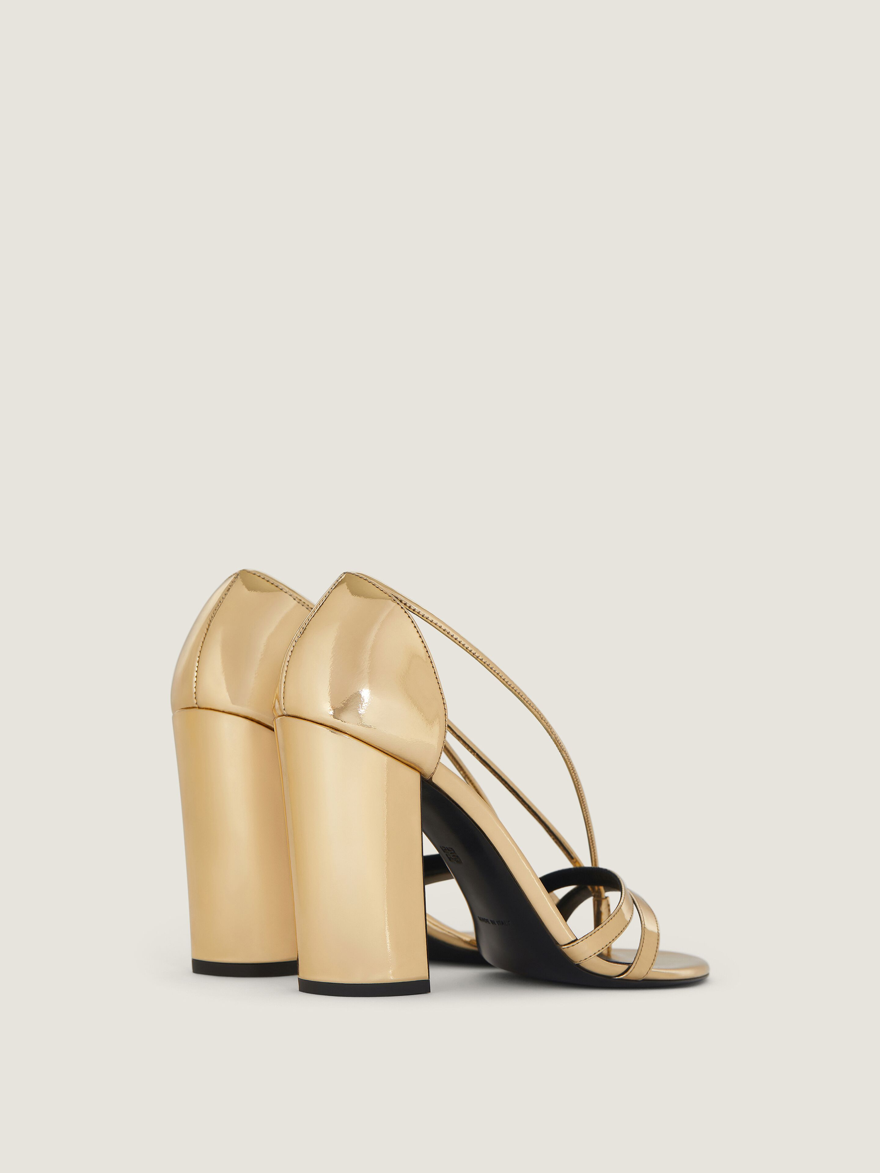 BLOCK HEELED SANDALS IN MIRROR EFFECT LEATHER - 5