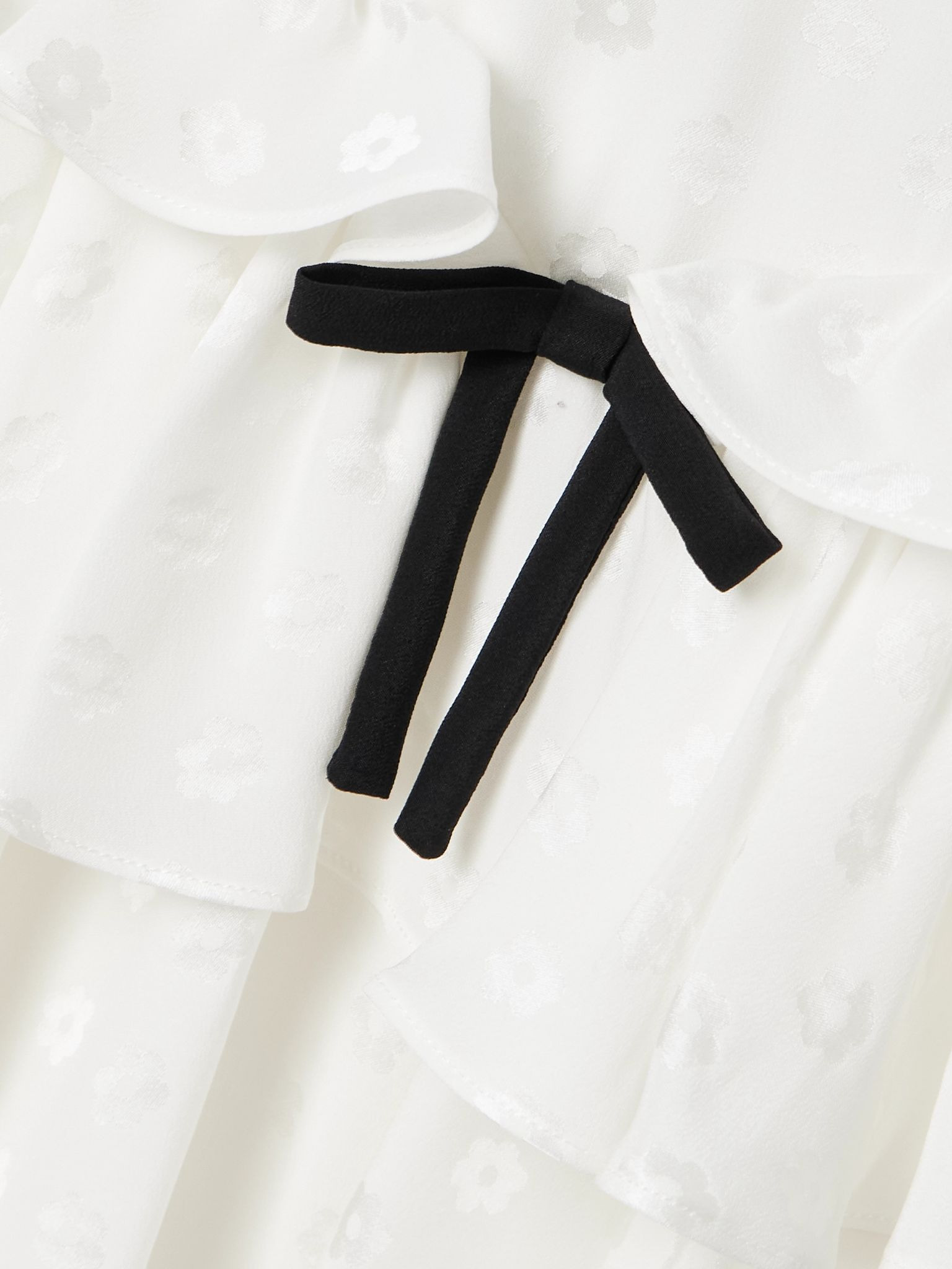 Ruffled silk-satin jacquard mini dress White - 4