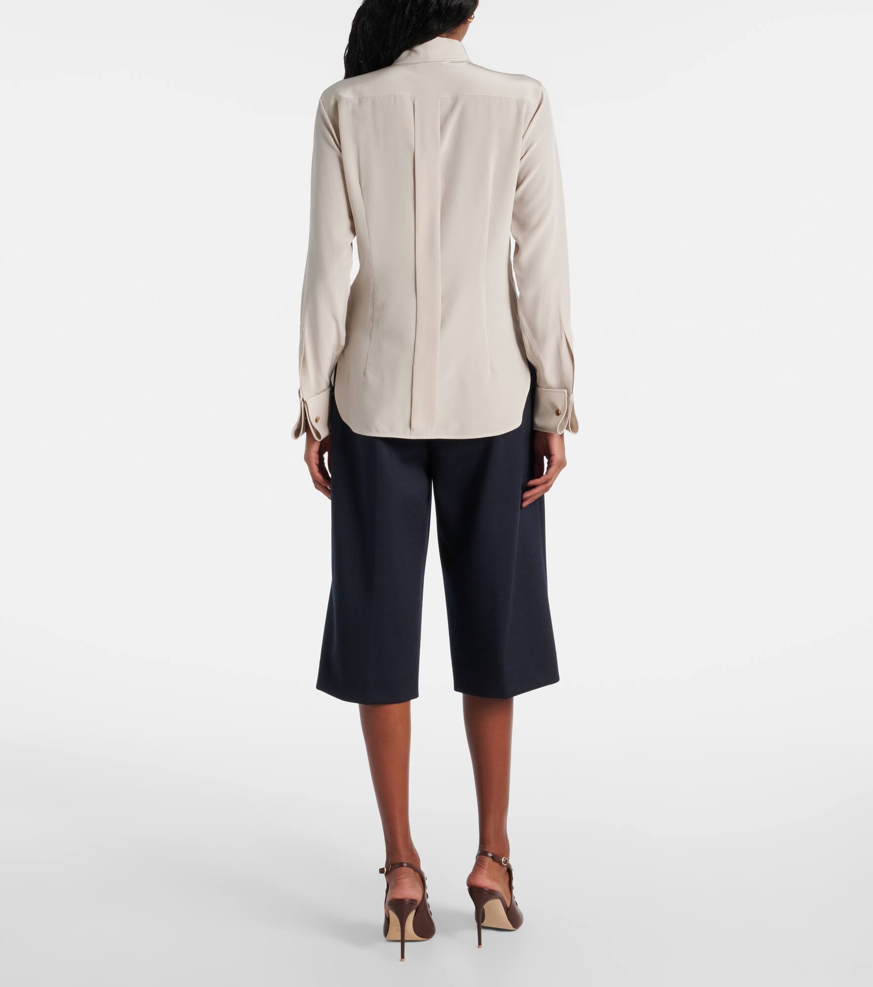 Apollo bow-detail silk crêpe blouse - 3