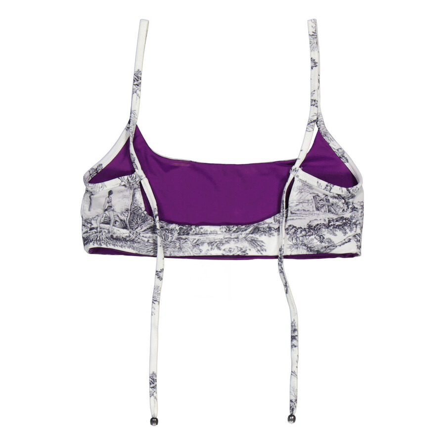 Wolford Ladies Iconic White Black / Amethyst Antoinette Beach Bustier - 5