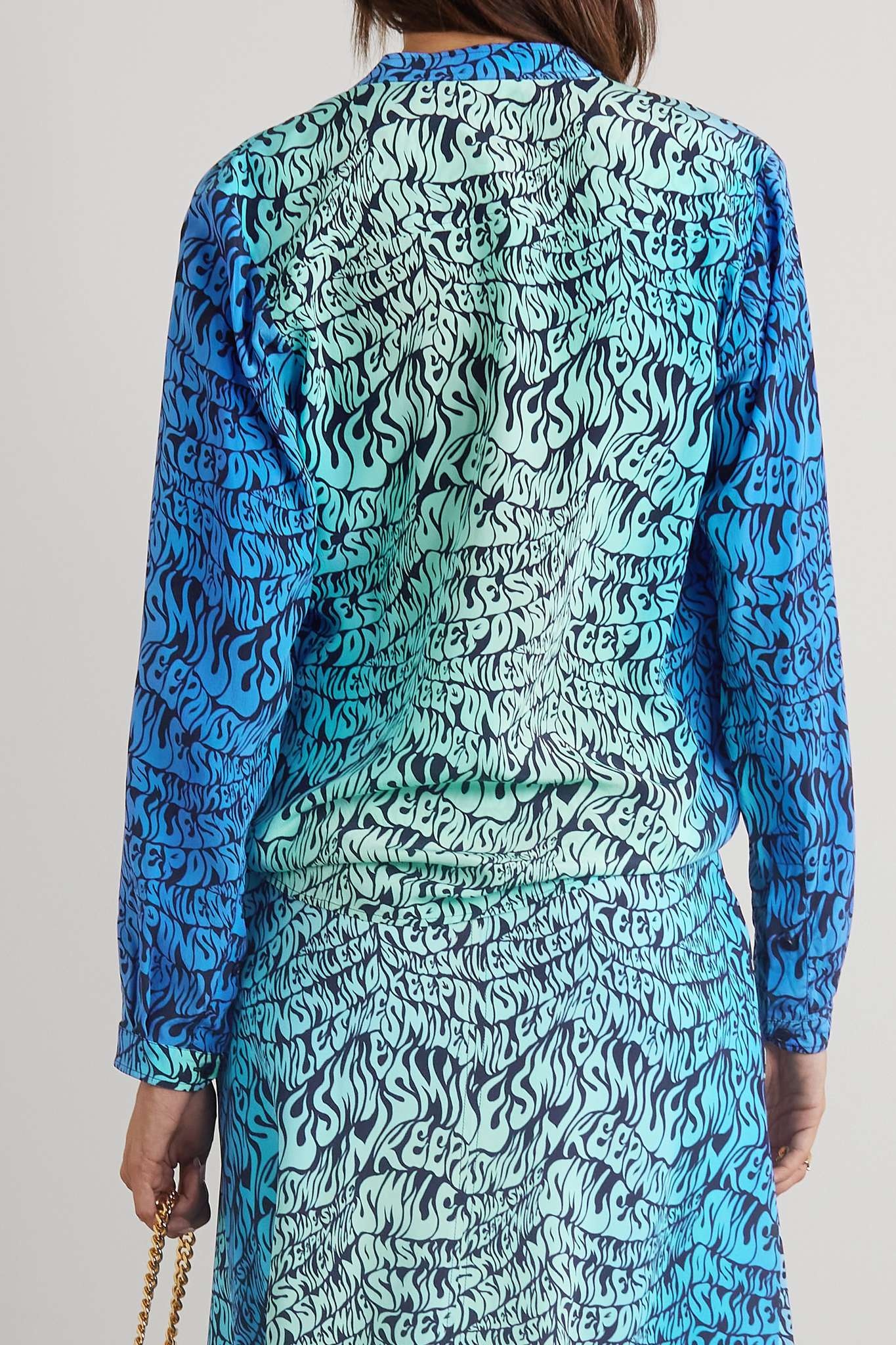 Printed silk crepe de chine shirt - 4