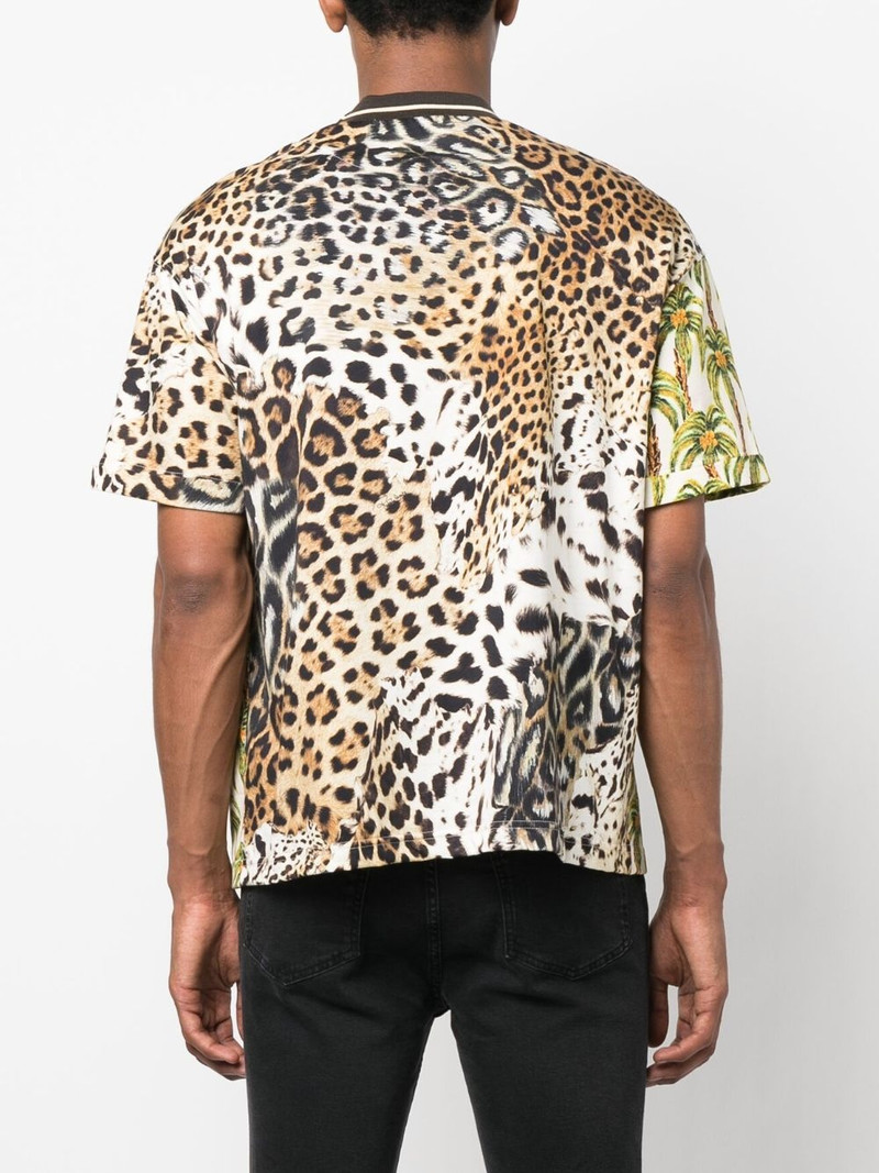 leopard-print panel T-shirt 4