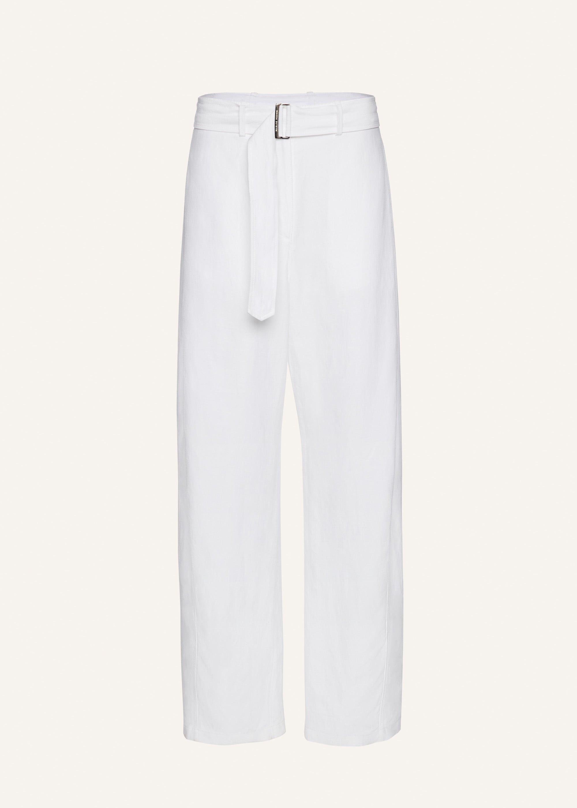Relaxed cotton belted trousers in white - 1