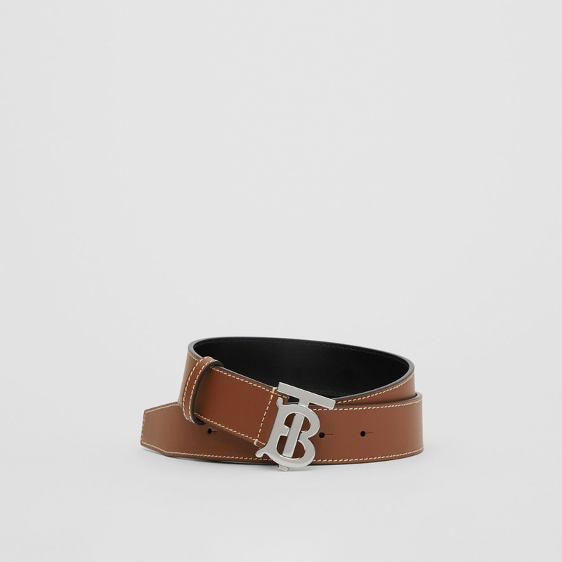 Monogram Motif Topstitched Leather Belt 6