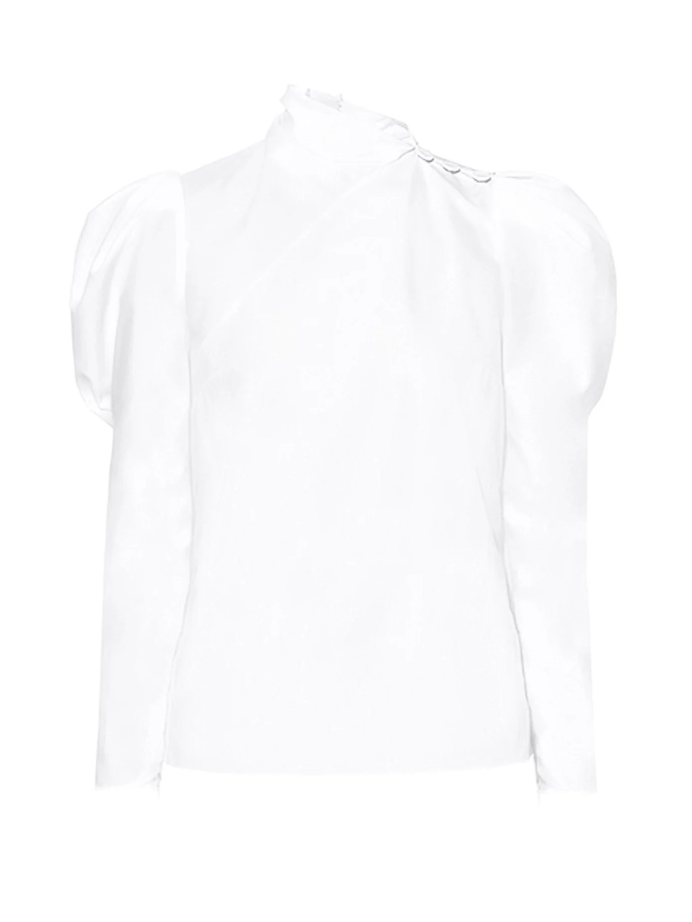 Cedric high-neck puff-sleeve poplin blouse - 1