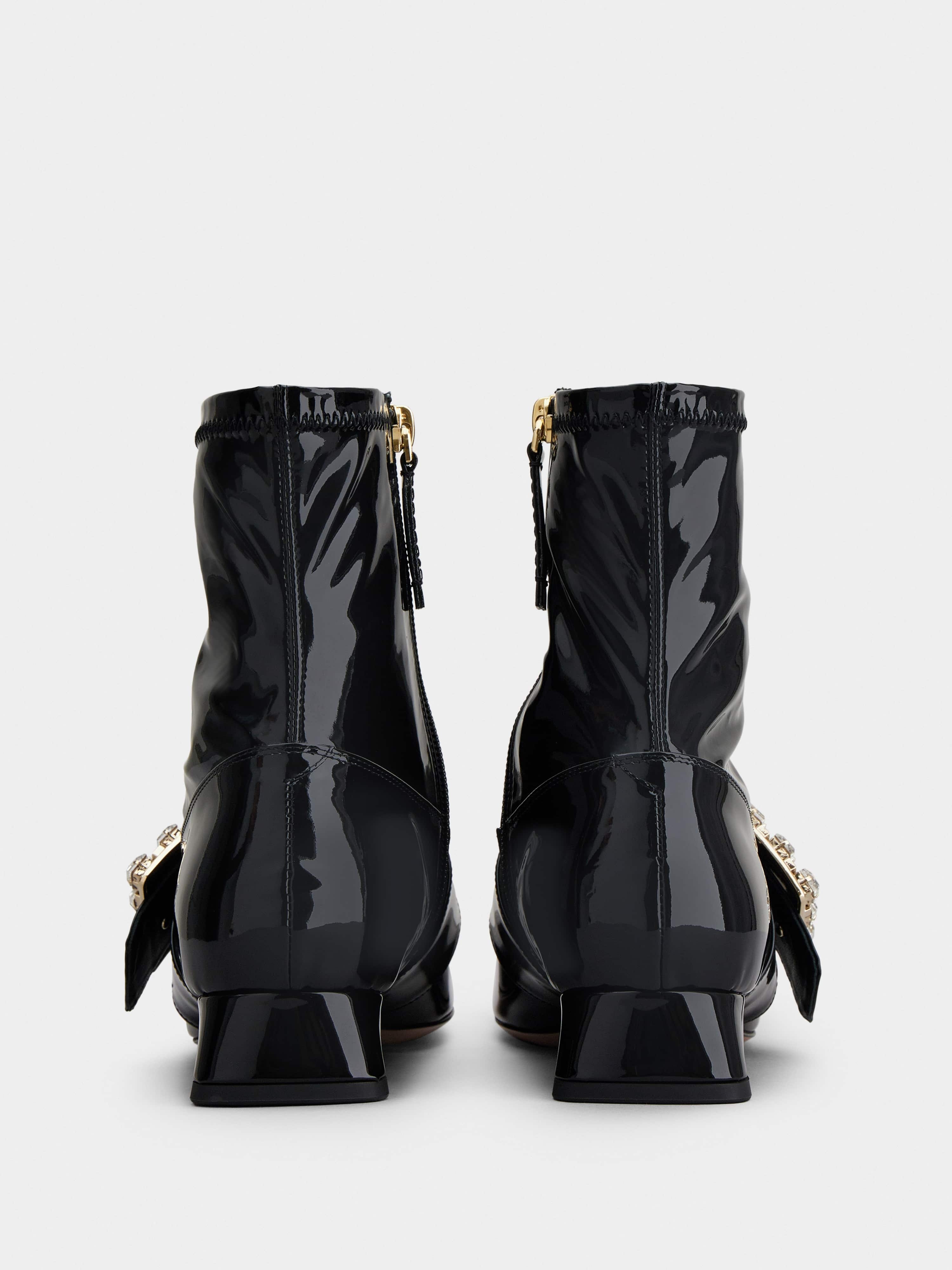 Très Vivier Babies Strass Buckle Strech Boots in Patent Leather - 5