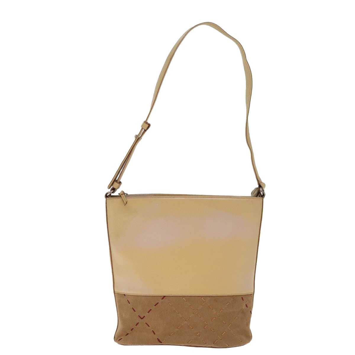 Burberry Shoulder Bag Suede Leather Beige - 13