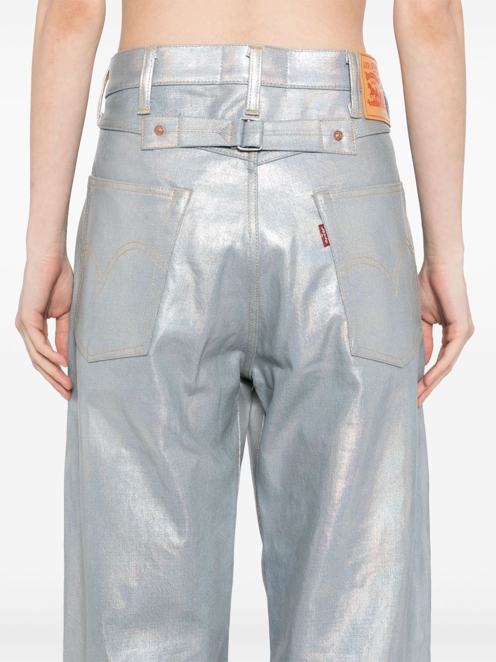 foiled-print straight-leg jeans - 5