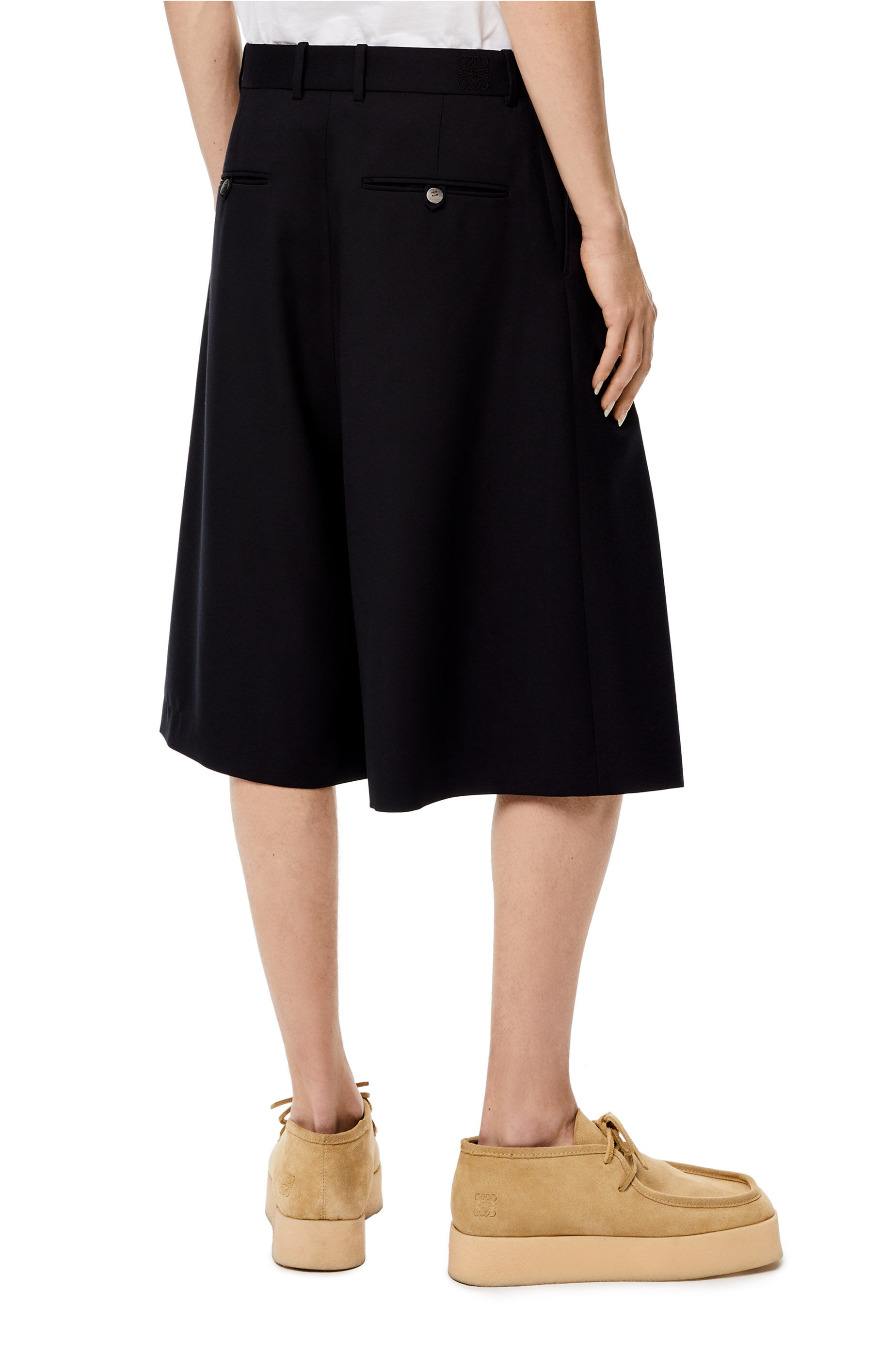 Asymmetric wrap shorts in wool - 4