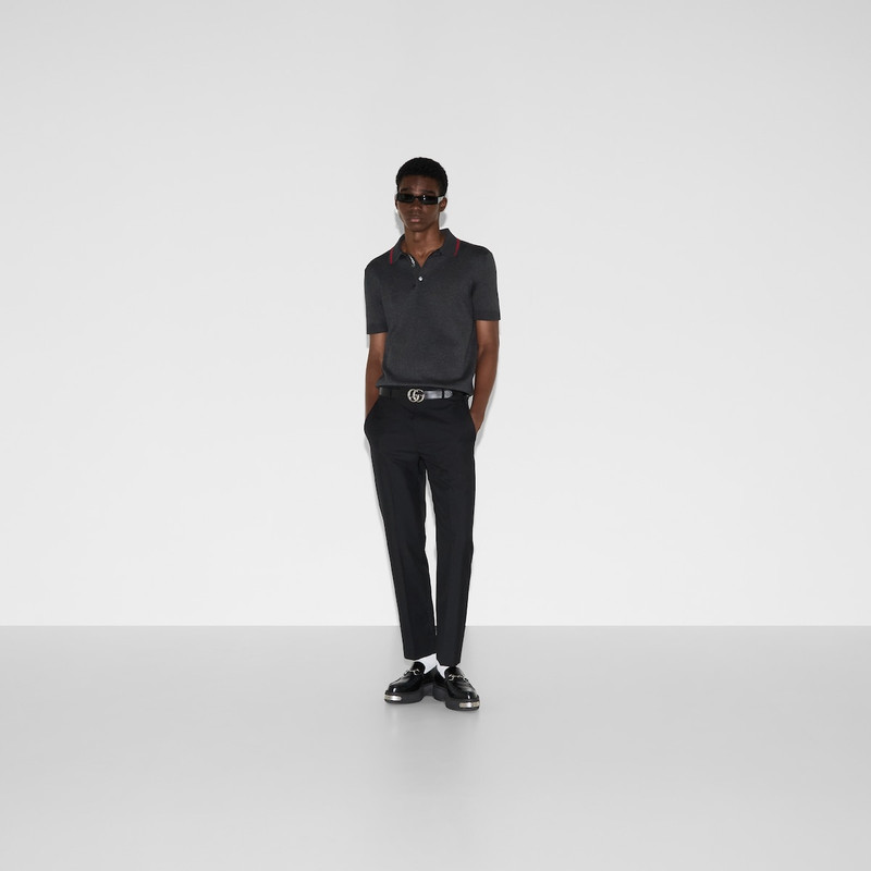 GUCCI Silk cotton polo shirt with Web outlook