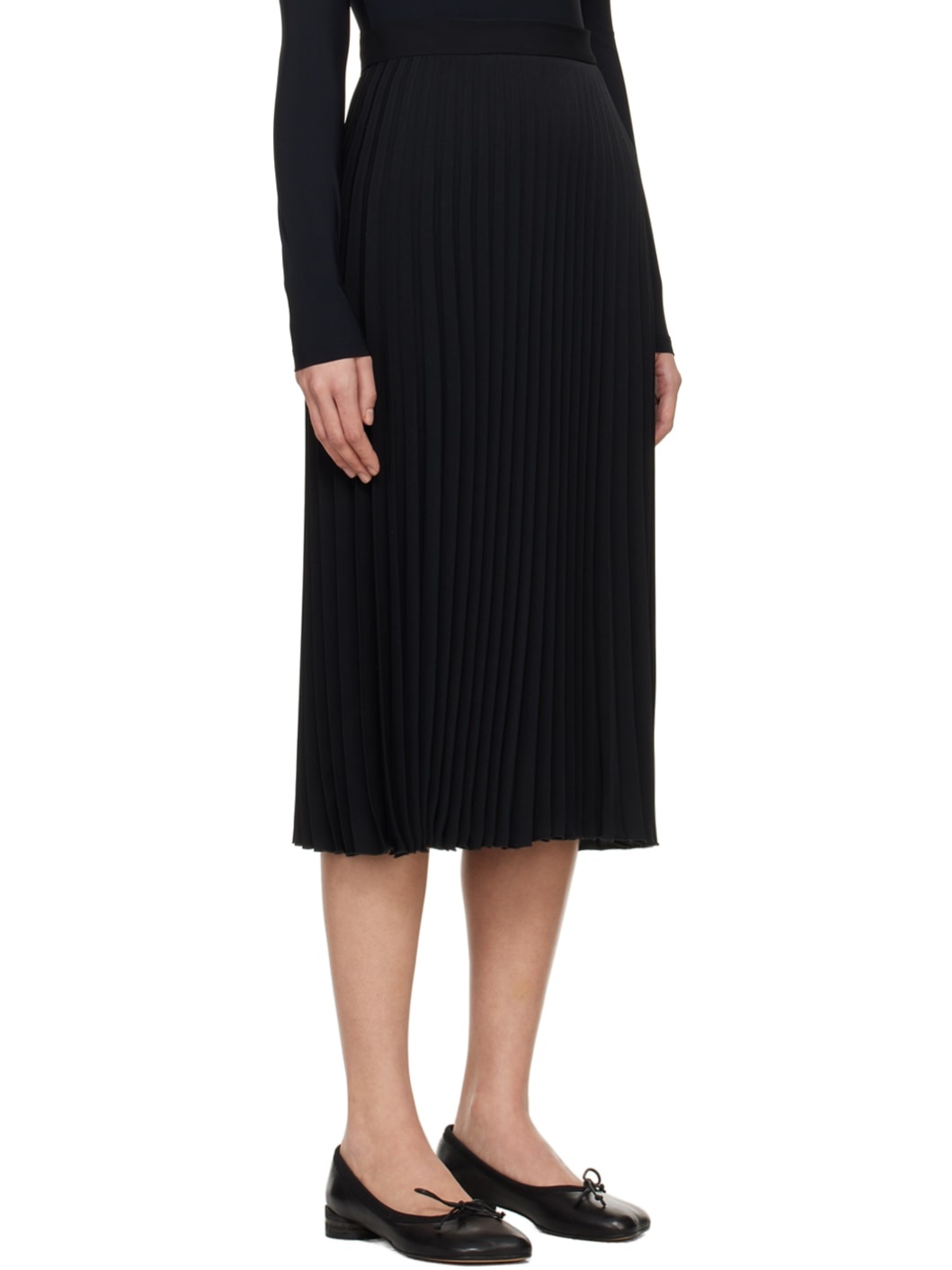 Black Pleated Midi Skirt - 2