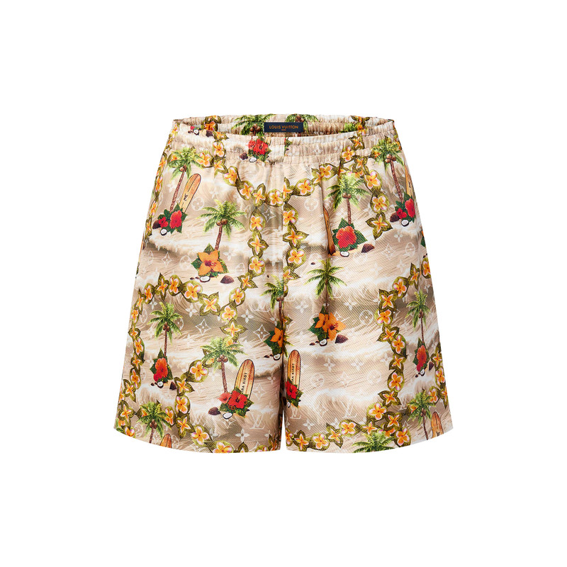 Monogram Silk Drawstring Shorts 1