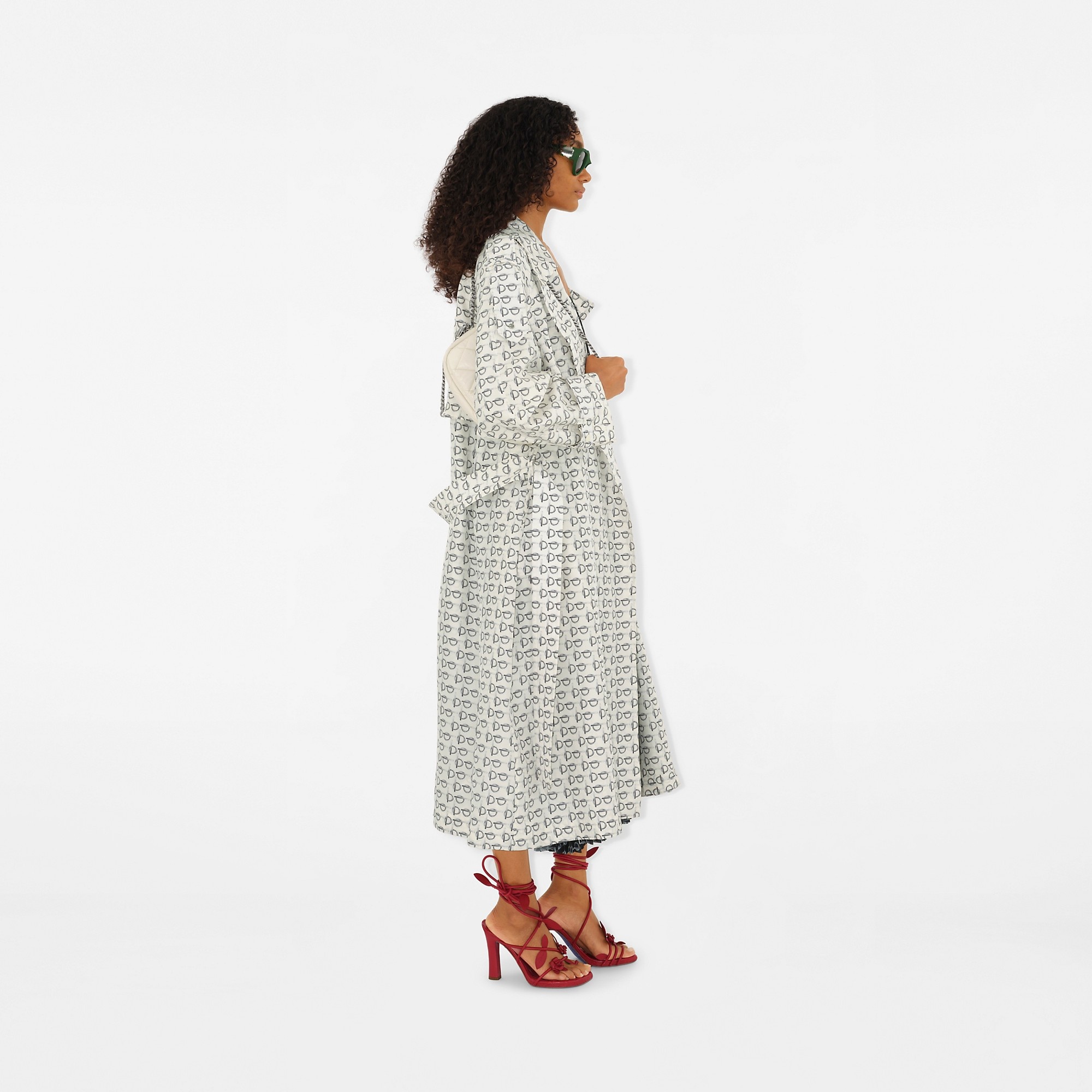 Long B Silk Trench Coat - 3