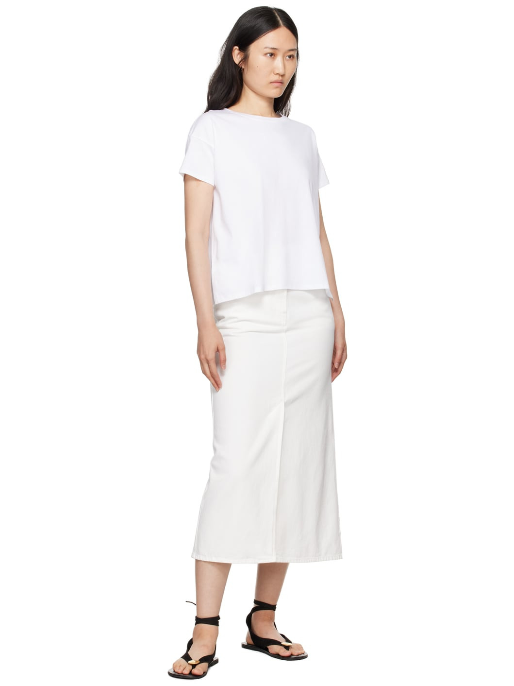 White Rona Denim Midi Skirt - 4