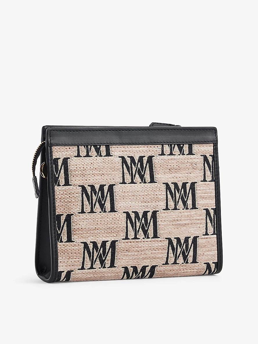 Monogram-pattern woven clutch bag - 3