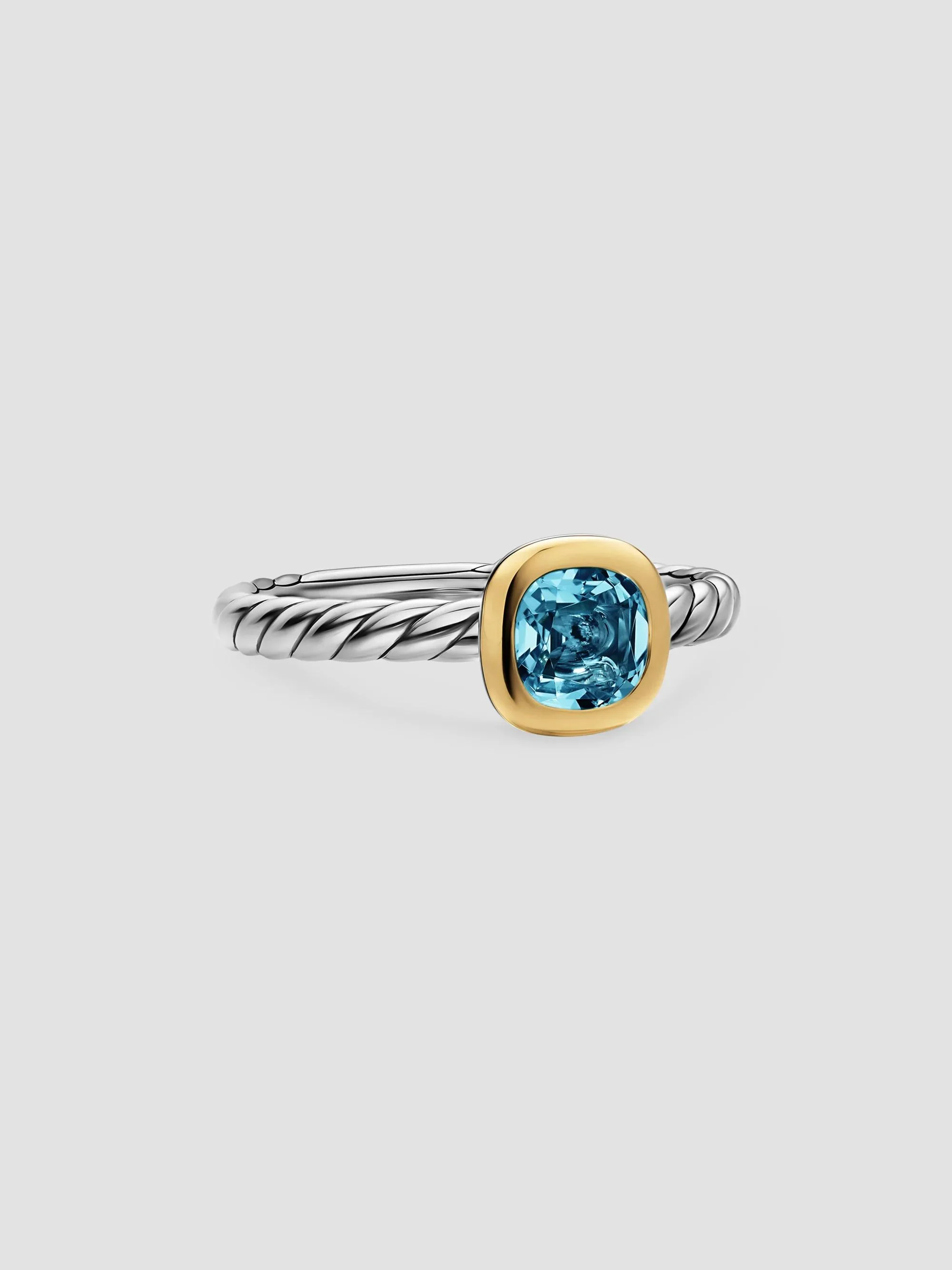 Women's DY Mercer Color Cable Ring in Sterling Silver - Hampton Blue Topaz - 1