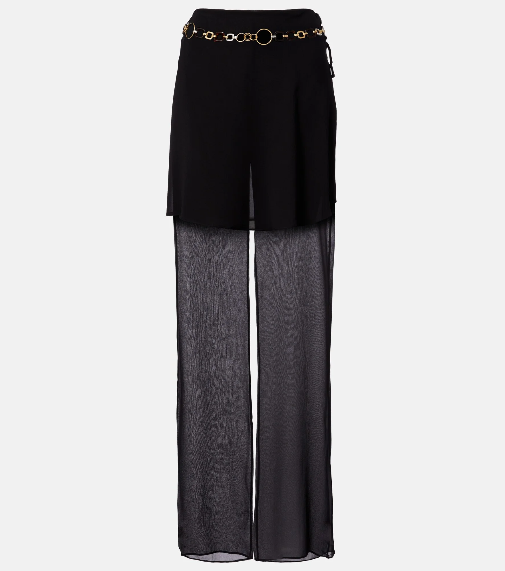 Belted silk wide-leg pants - 1