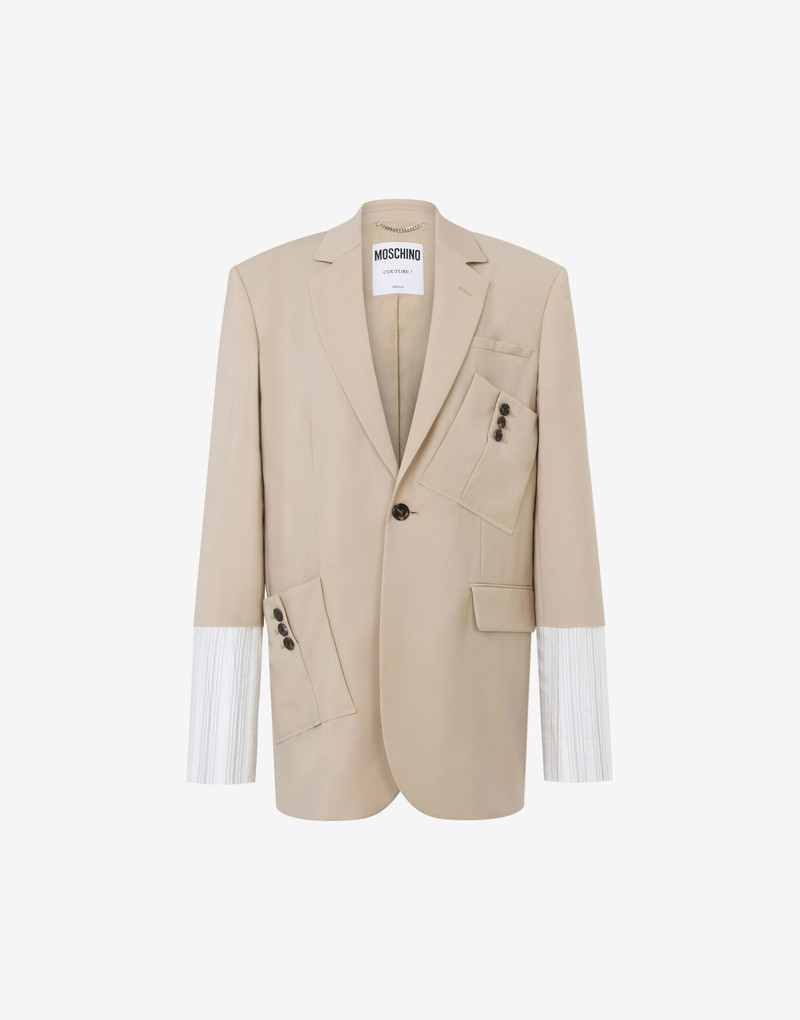 WOOL CANVAS JACKET WITH CUFF DETAILS - 1