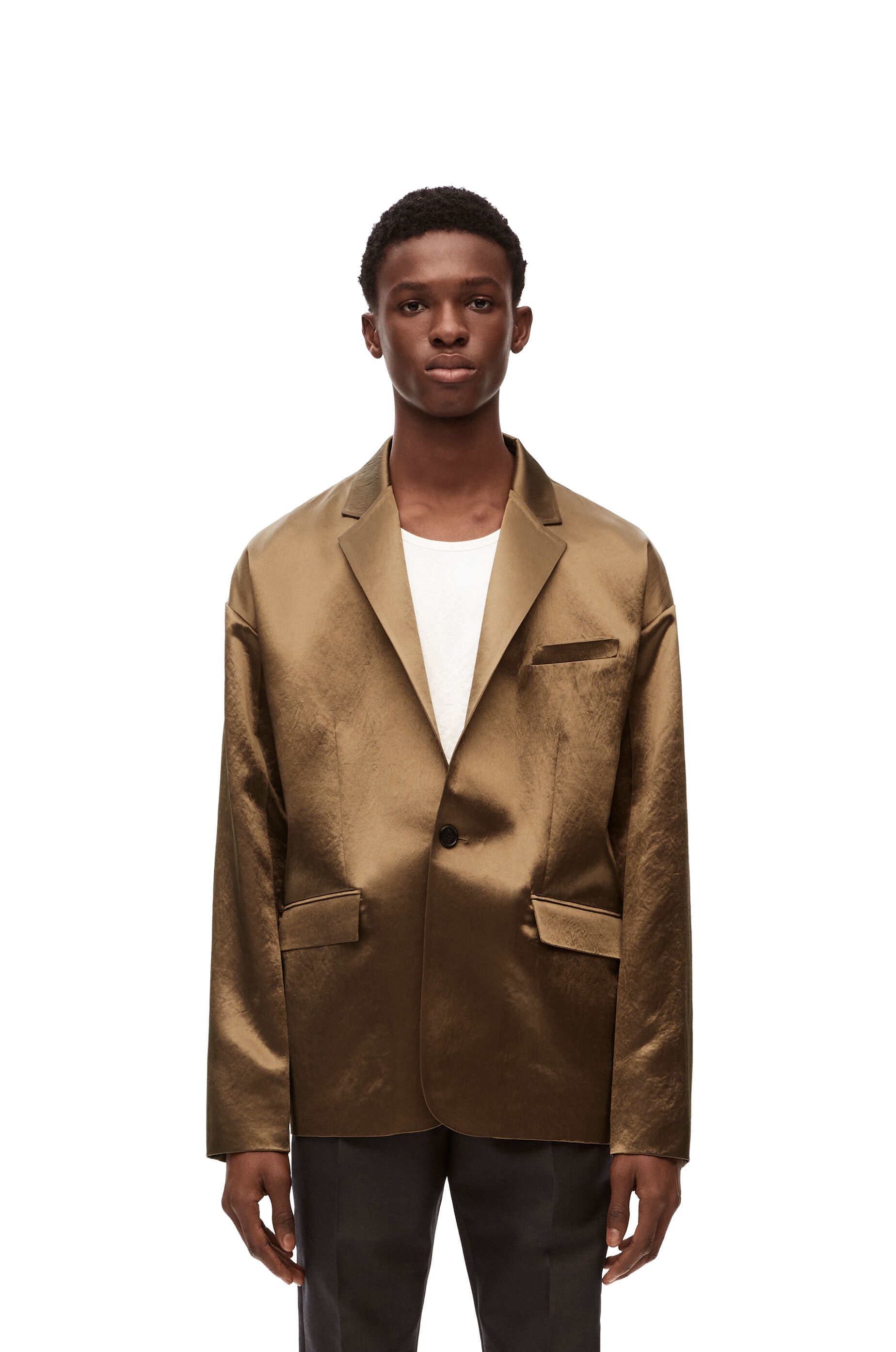 Single breasted jacket in technical satin - 3
