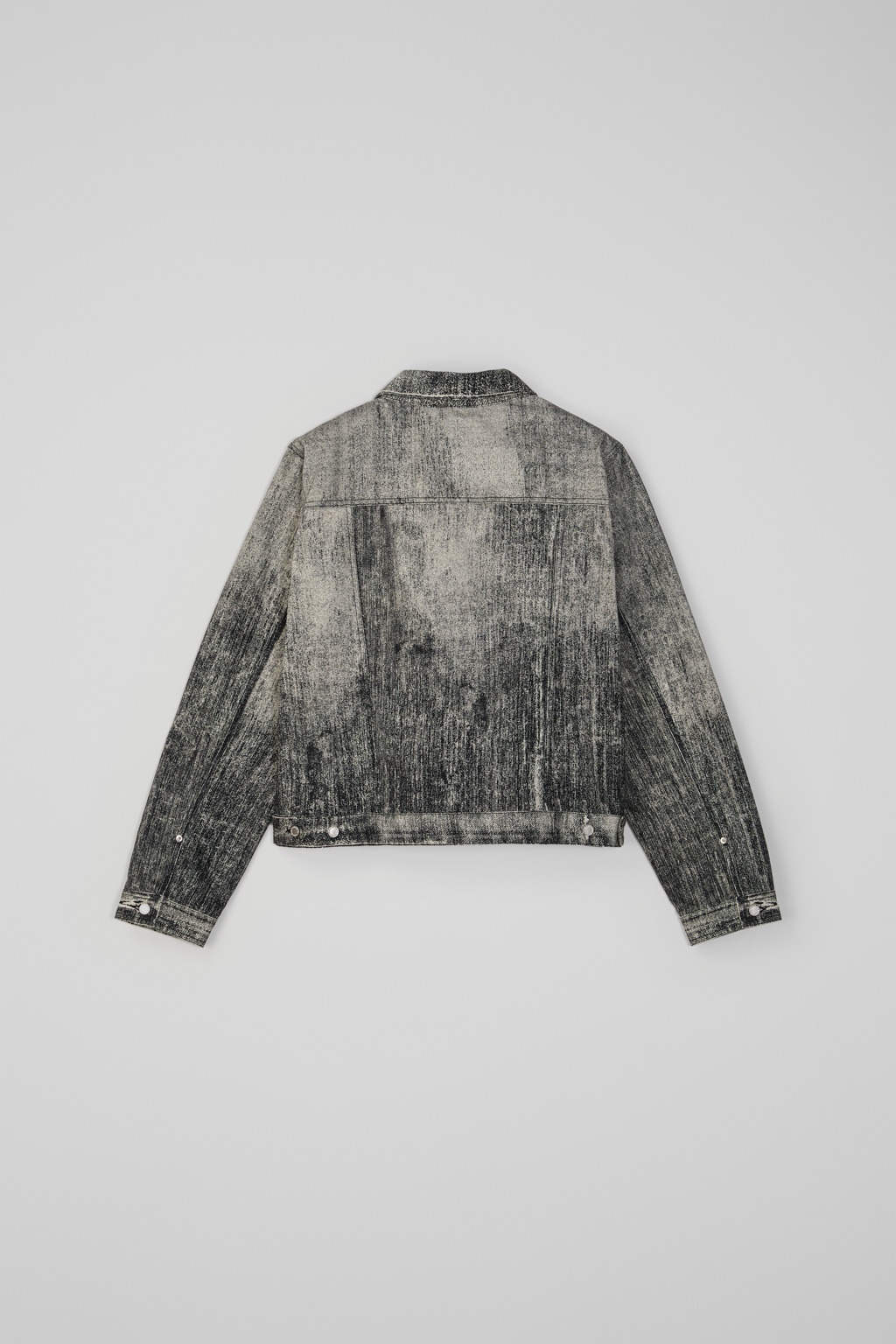 Faded Black Paint Print Denim Jacket - 3