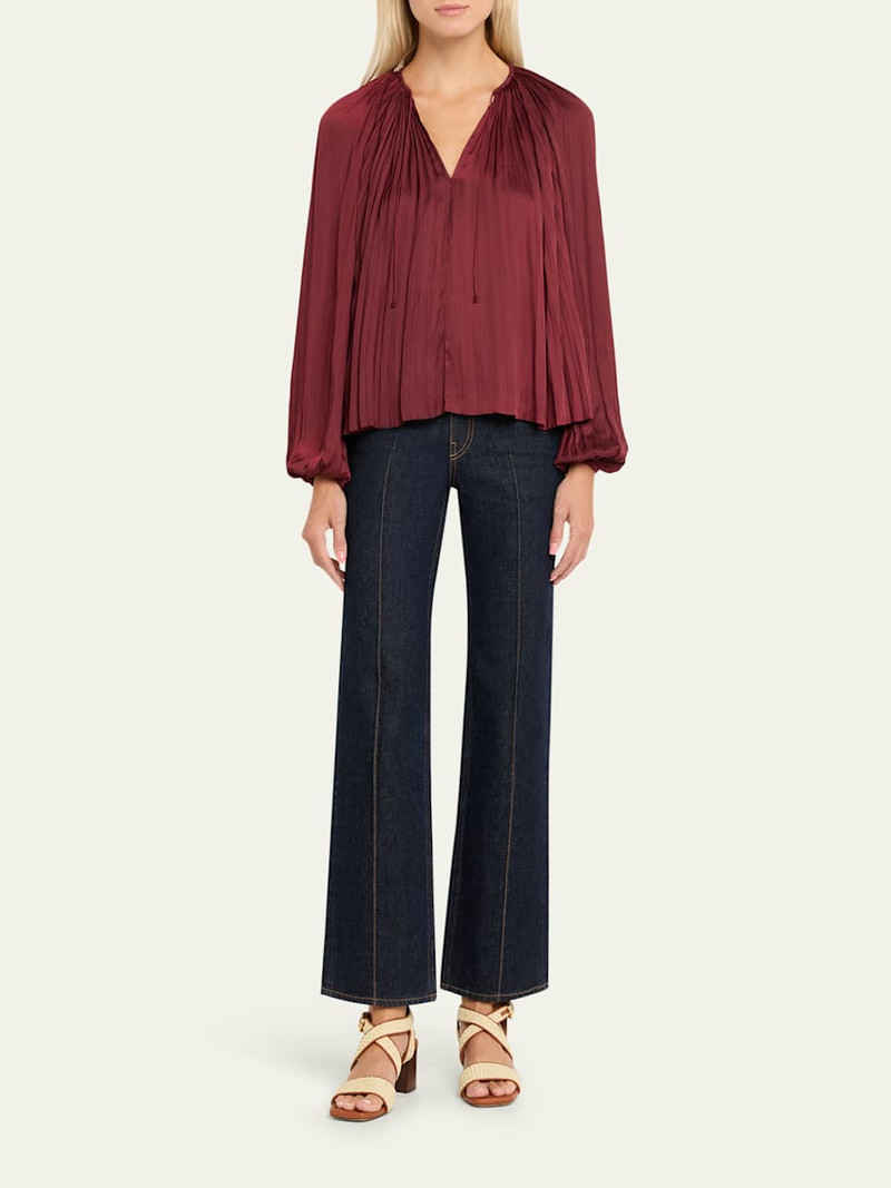 ULLA JOHNSON Tullia Leather Straight-Leg Trousers outlook