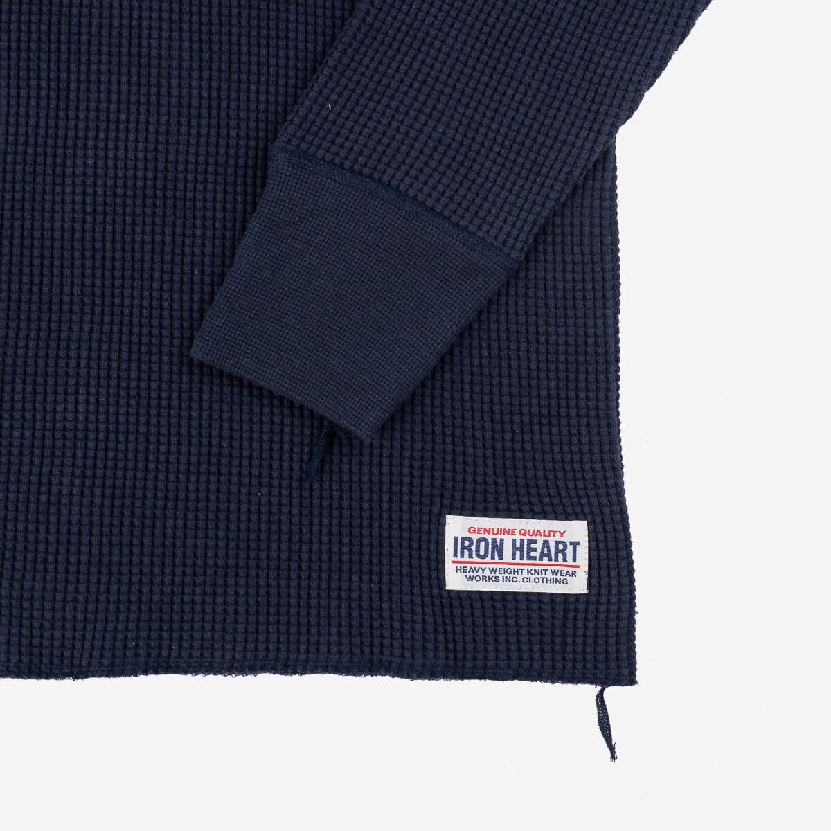 IHTL-1213-NAV Waffle Knit Long Sleeve Thermal Henley Navy - 3