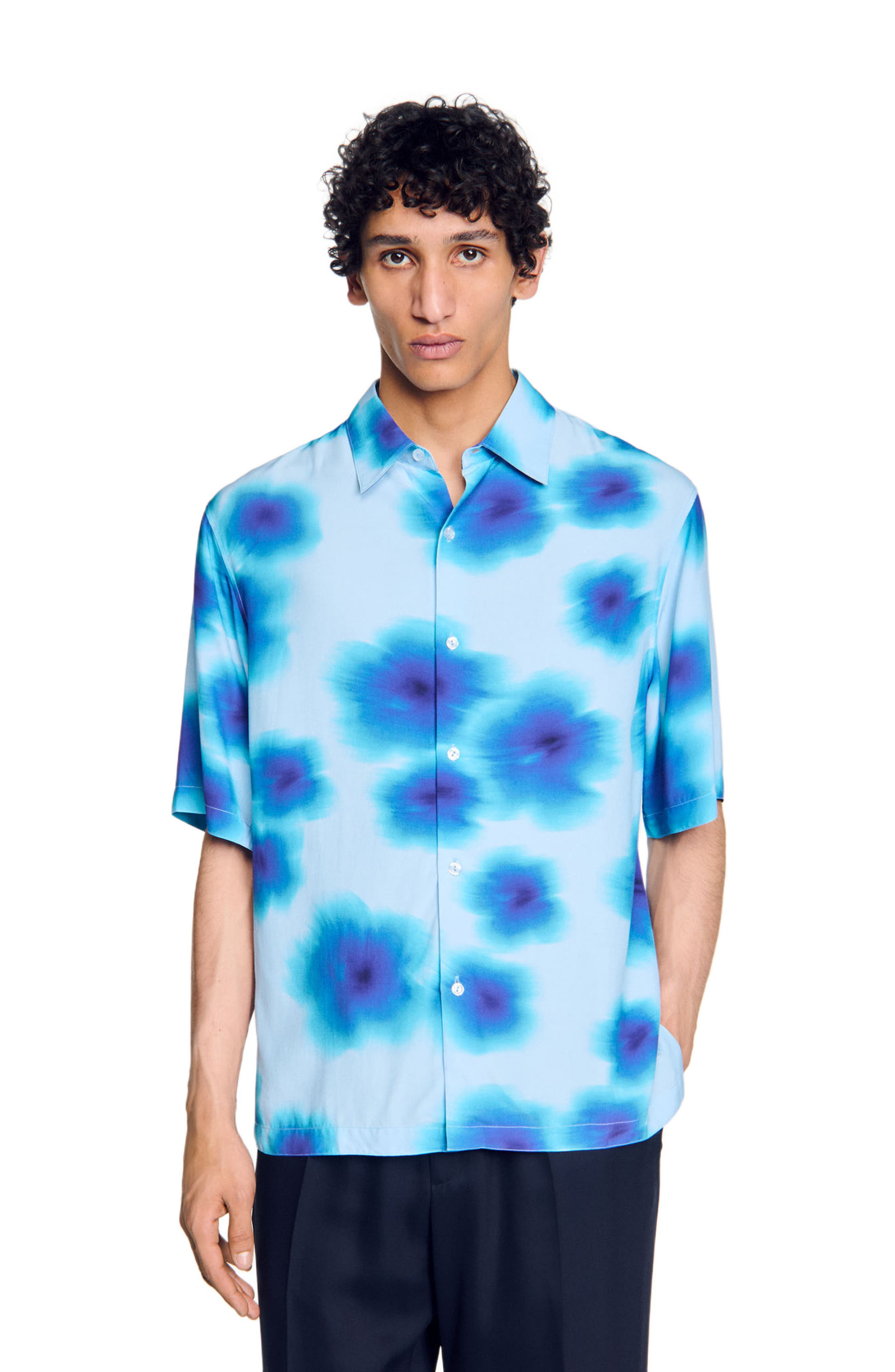 SANDRO Floral motif shirt in Blue Sky at Nordstrom - 3