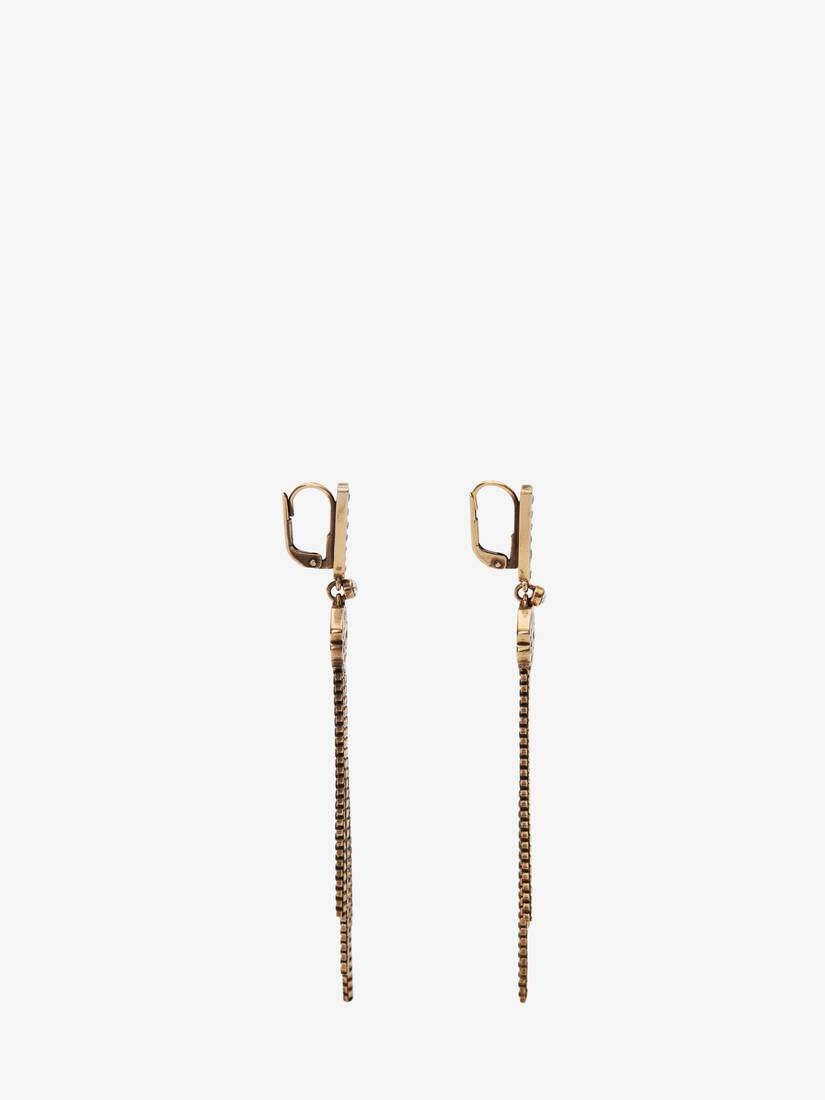 Women's Seal Drop Chain Earrings in Antique Gold - 2
