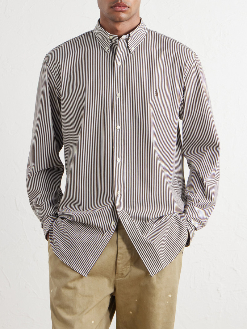 Logo-Embroidered Striped Cotton-Blend Poplin Shirt 3