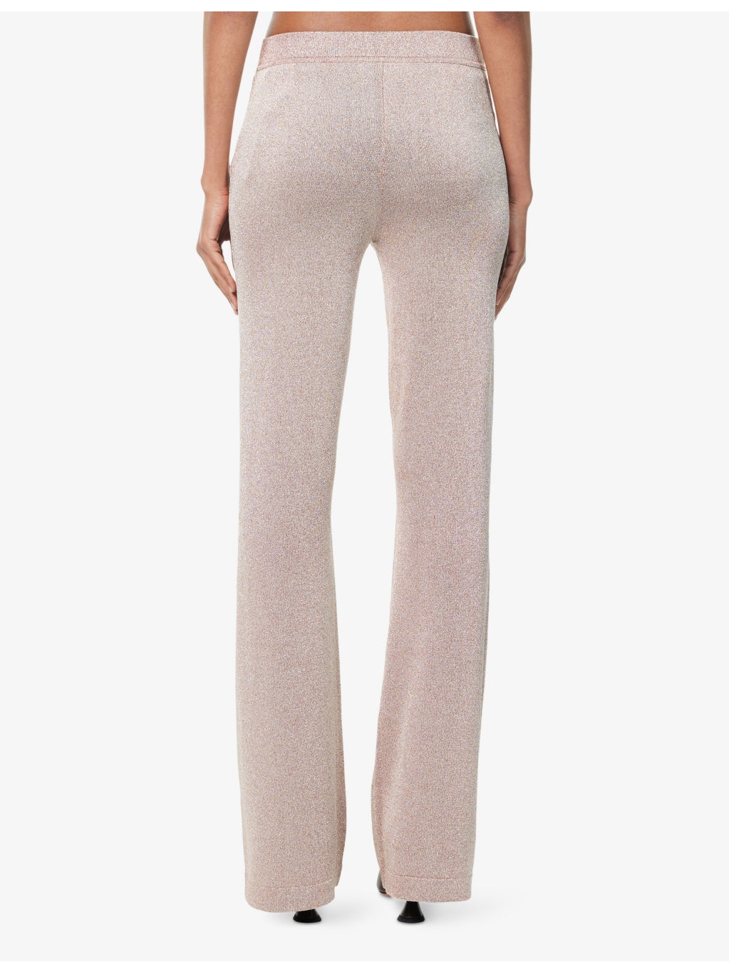 Flared Metallic-Weave Knitted Trousers - 4