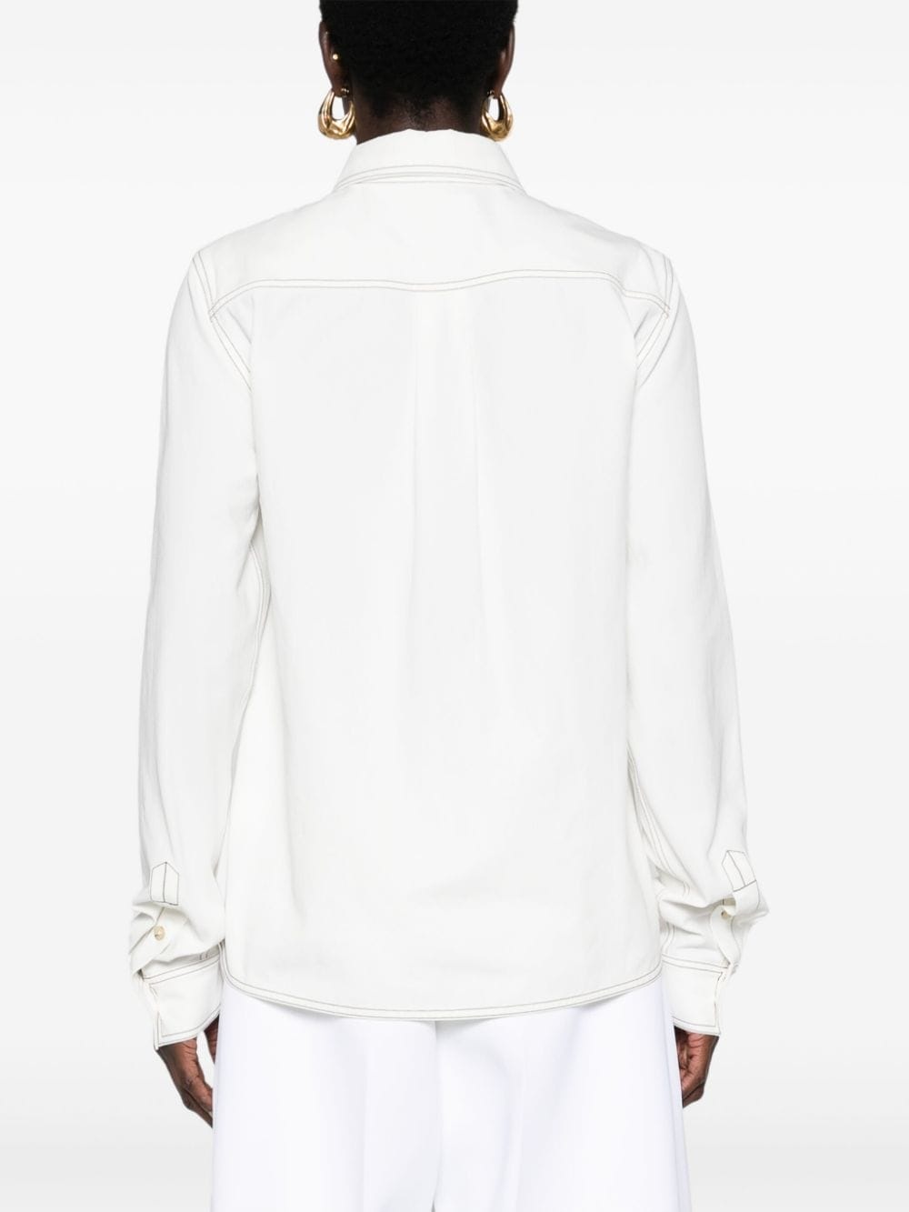 contrast-stitching organic cotton shirt - 4