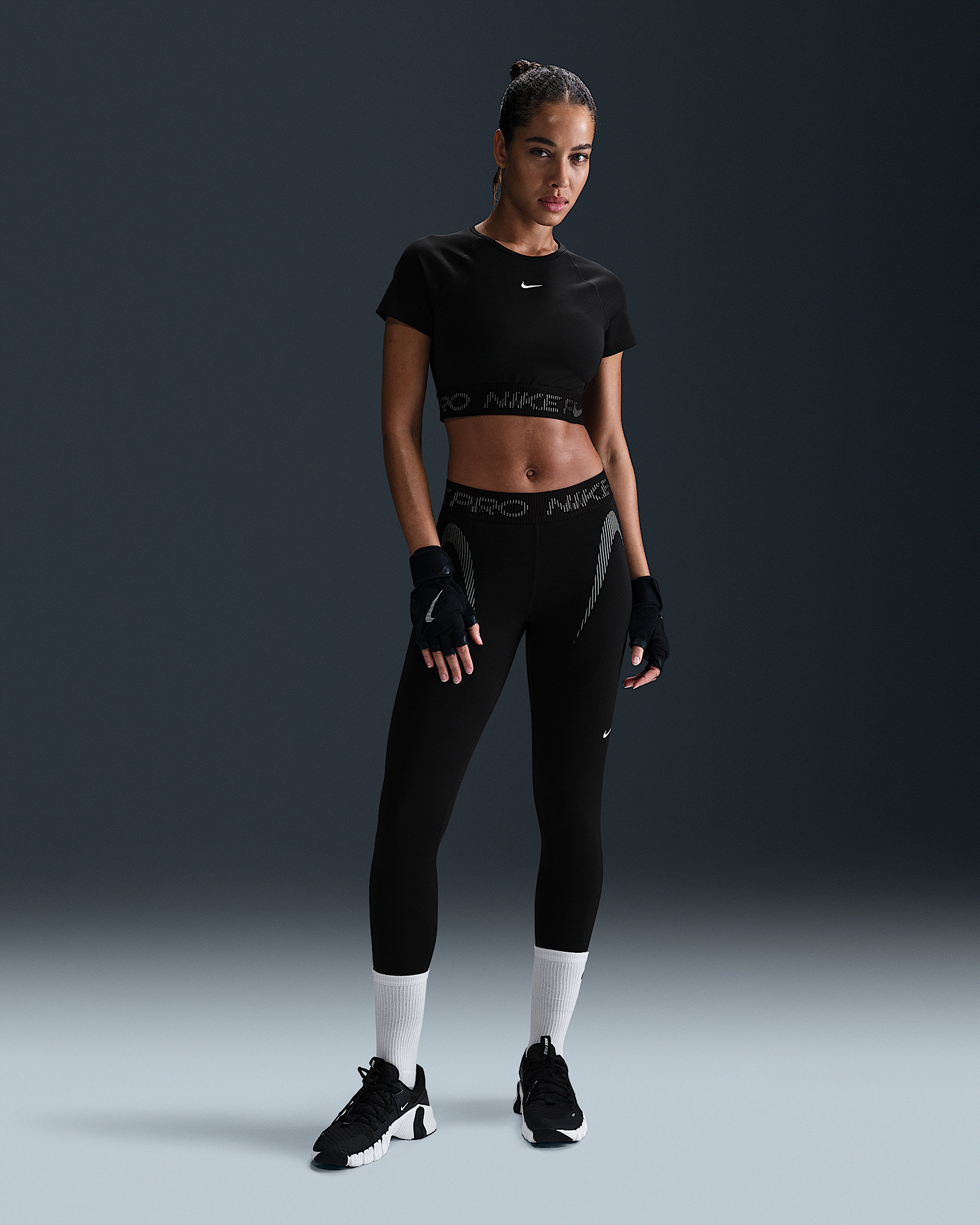 Nike Pro Women's Dri-FIT Short-Sleeve Cropped Graphic Top - 4
