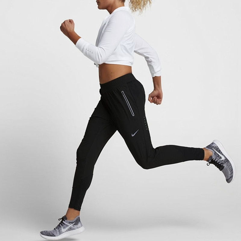 Nike (WMNS) Nike Small Logo Elastic Waistband Running Sports Long Pants Black 885259-010 outlook