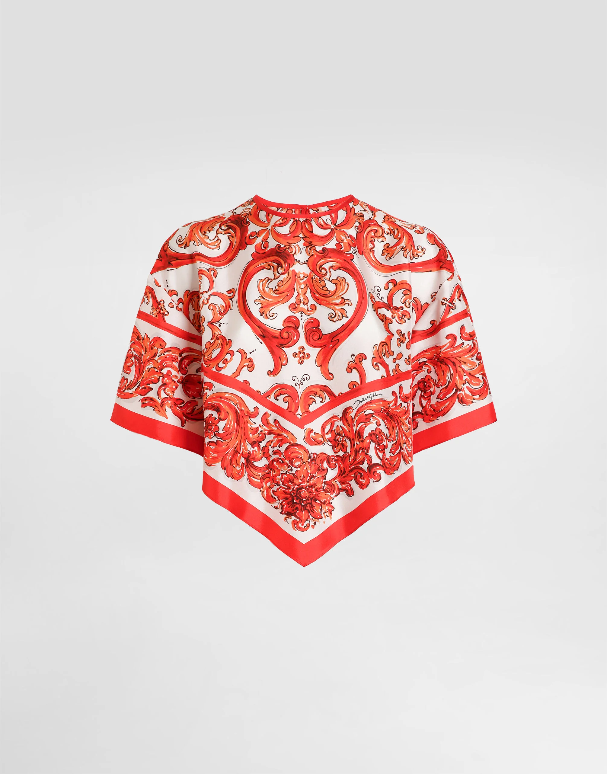 Majolica-print silk top - 1